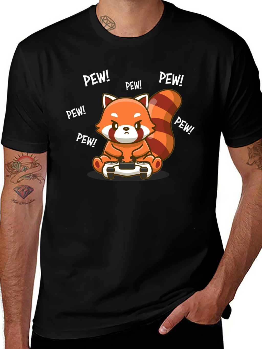 Gamer Red Panda T-Shirt - Pew Pew!