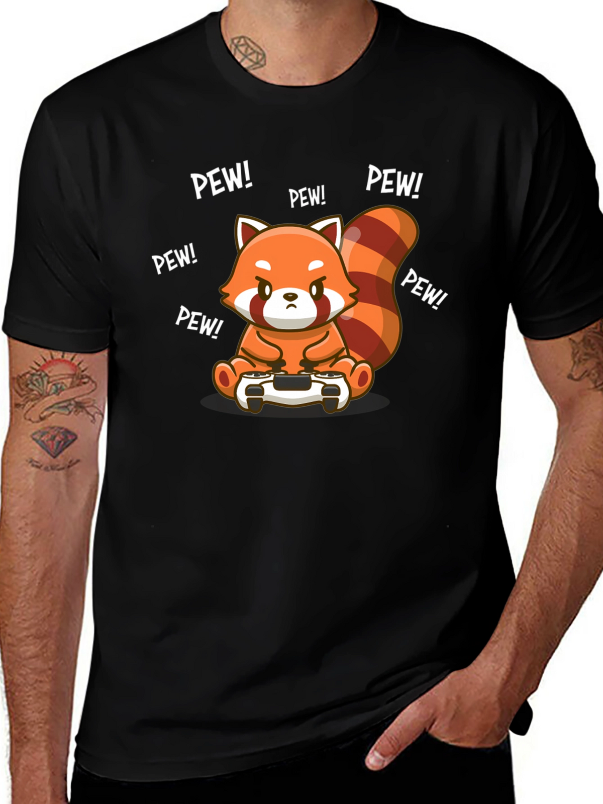 Gamer Red Panda T-Shirt - Pew Pew!