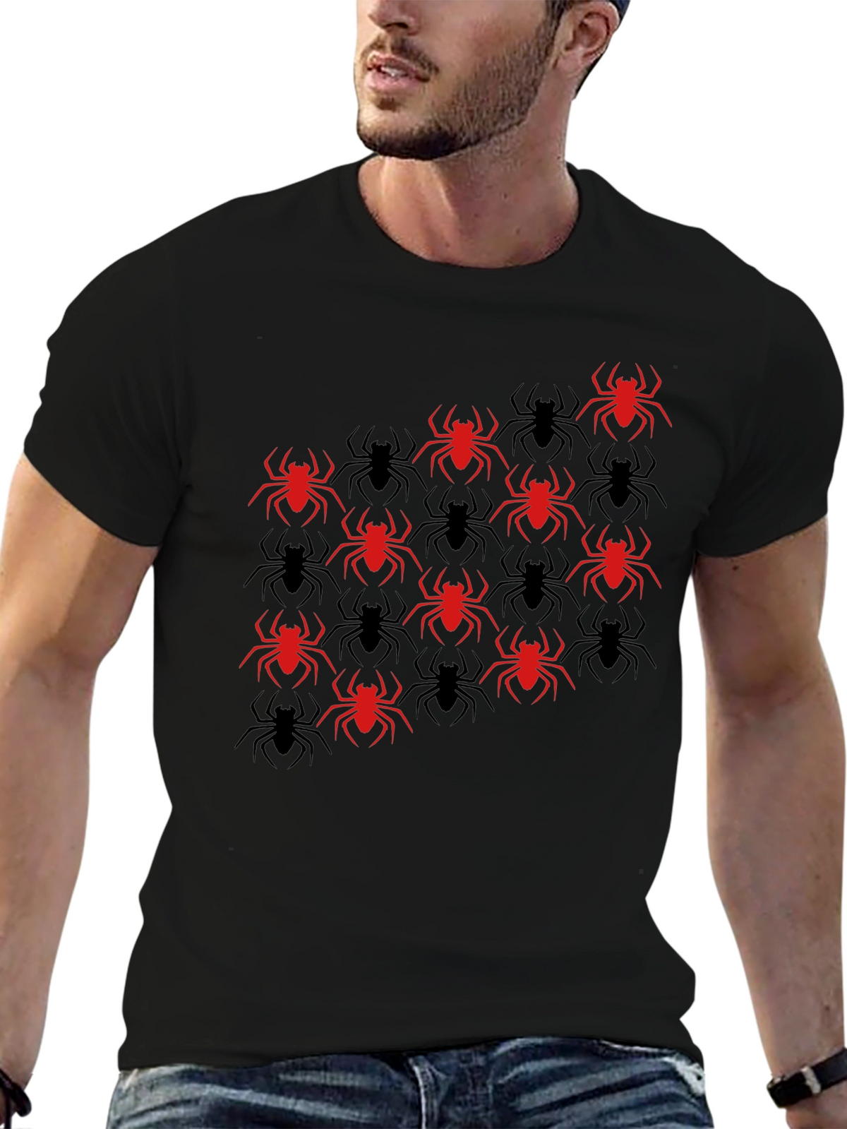 Spider Graphic T-Shirt - Red & Black Design
