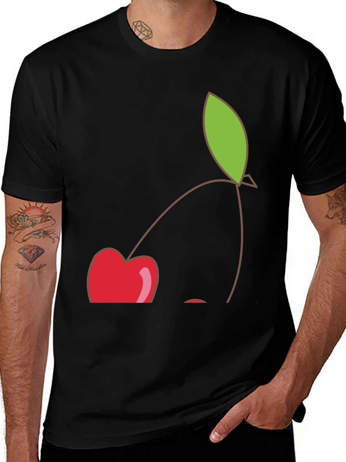 Cherry Graphic Black T-Shirt - Casual Style