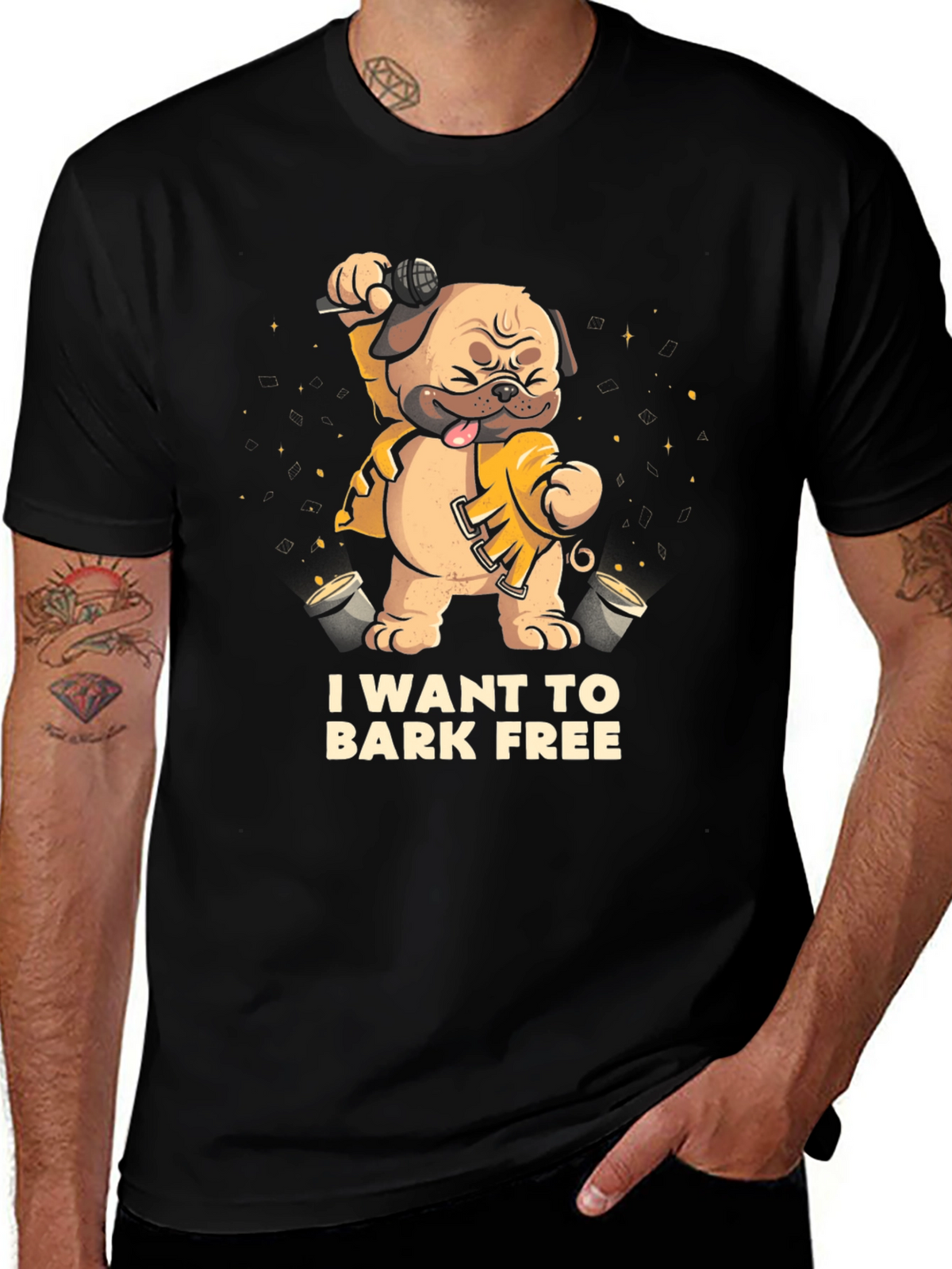 I Want To Bark Free Black T-Shirt