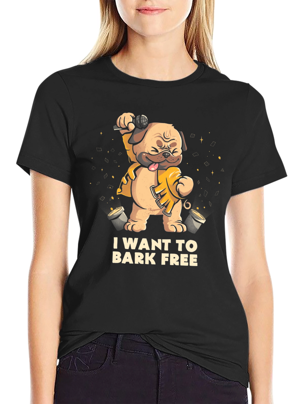 I Want To Bark Free Black T-Shirt