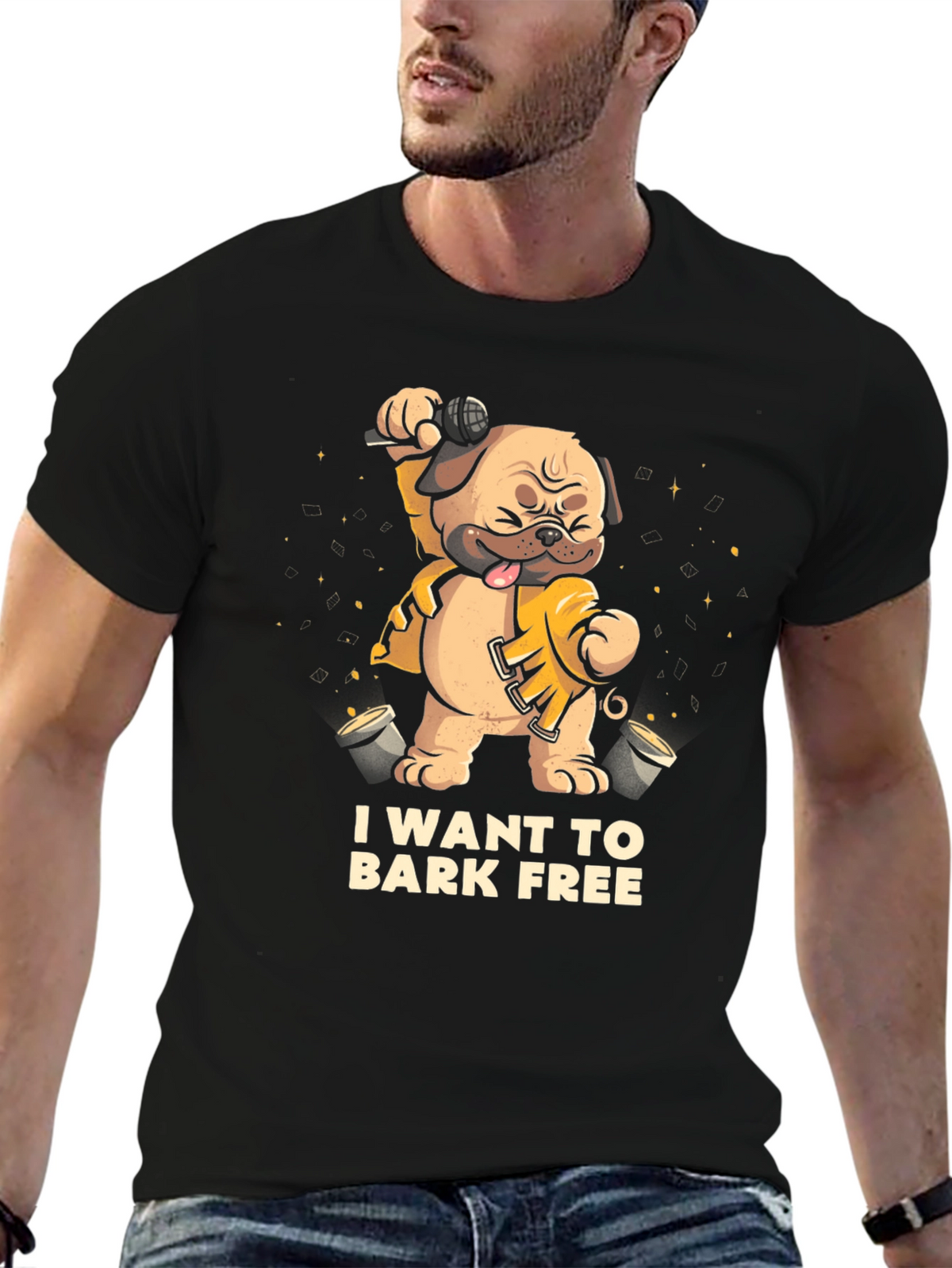 I Want To Bark Free Black T-Shirt