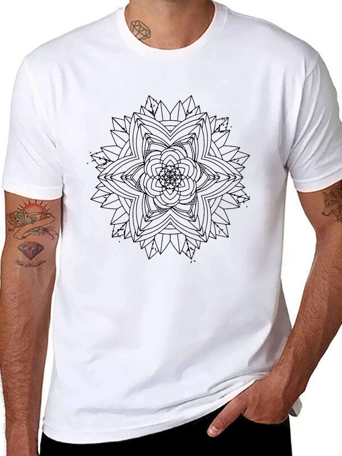 Geometric Mandala T-Shirt - Stylish Black Tee