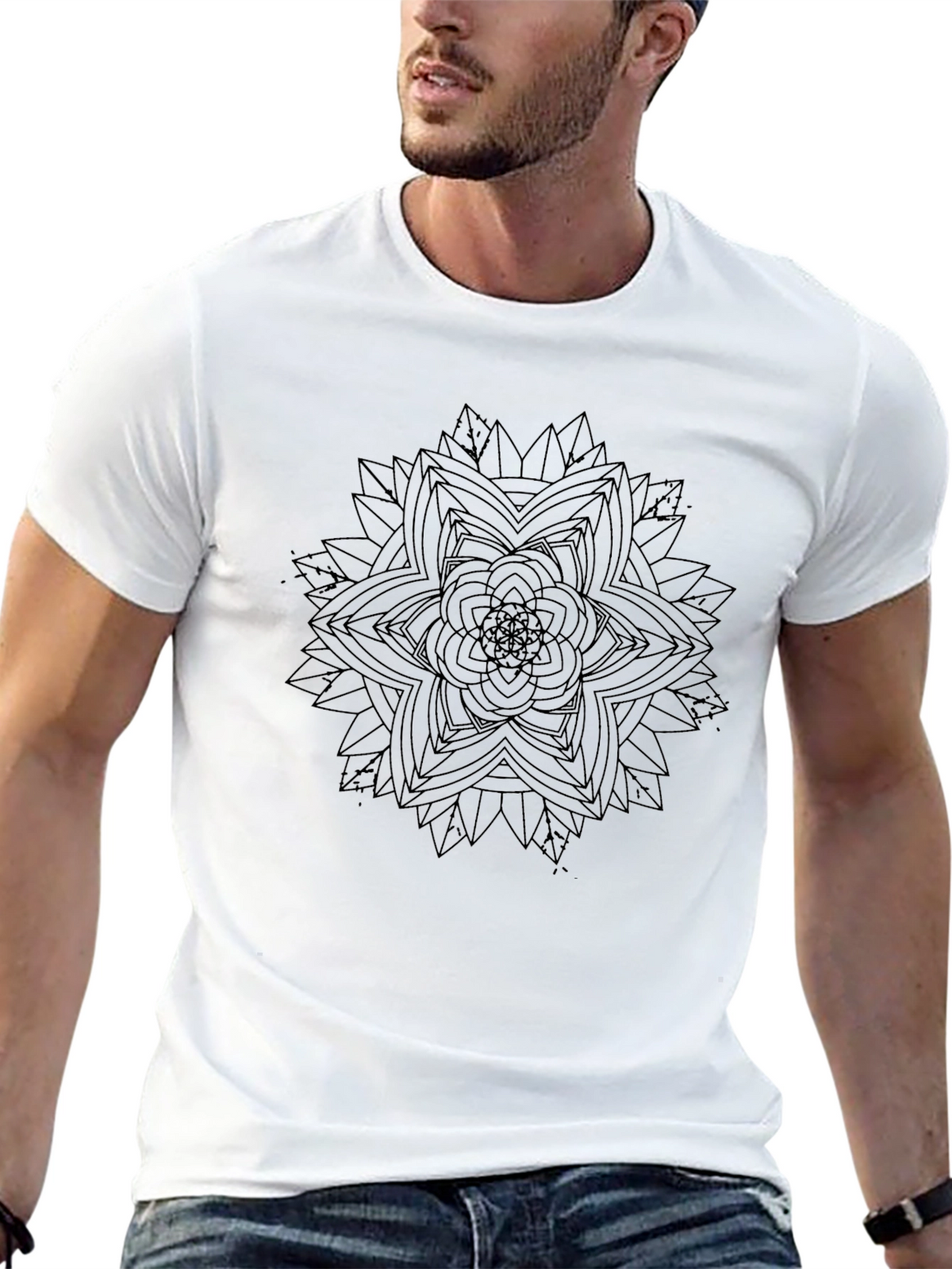 Geometric Mandala T-Shirt - Stylish Black Tee