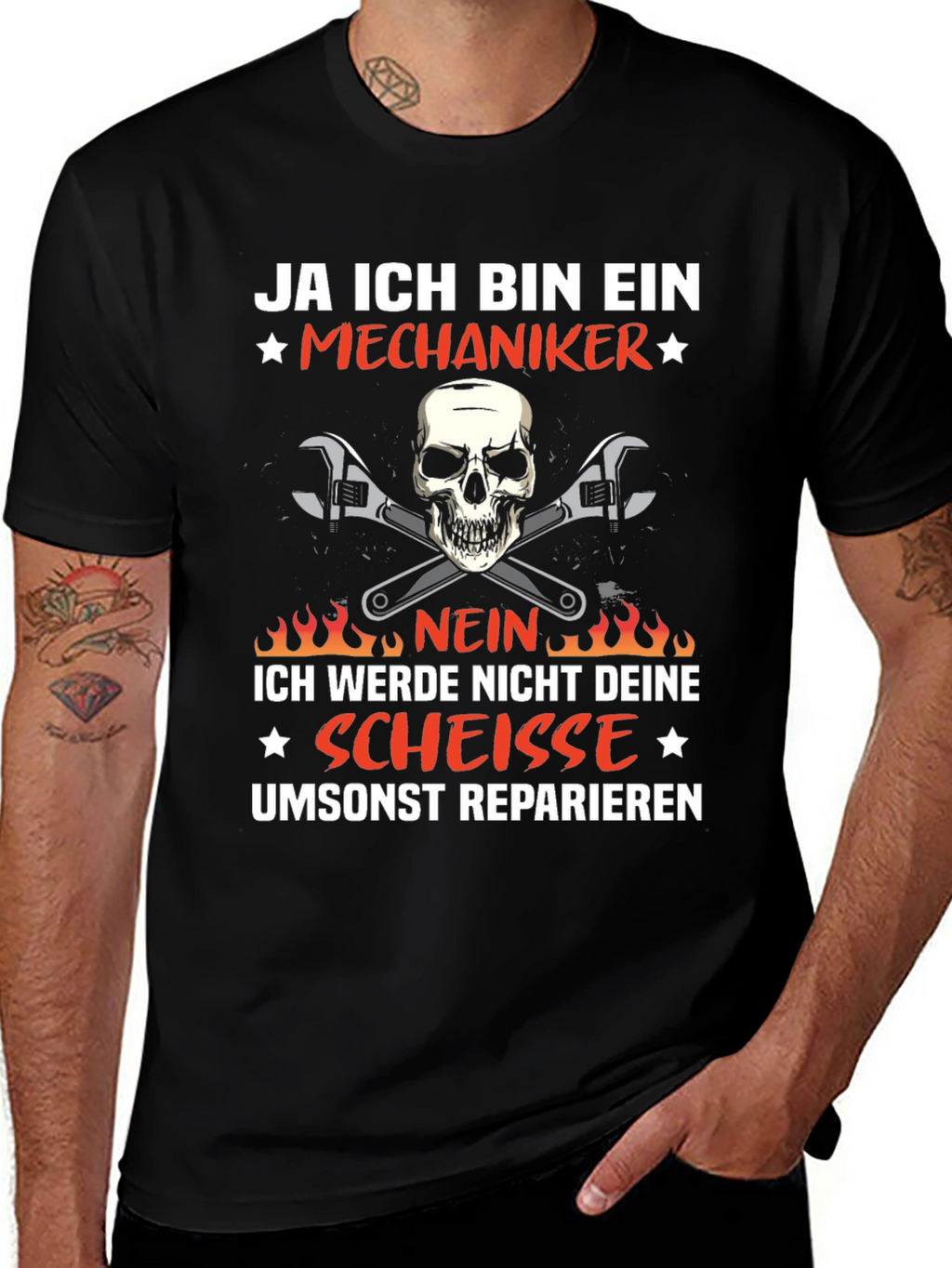 Mechanic Skull T-Shirt - Ja Ich Bin Ein Mechaniker