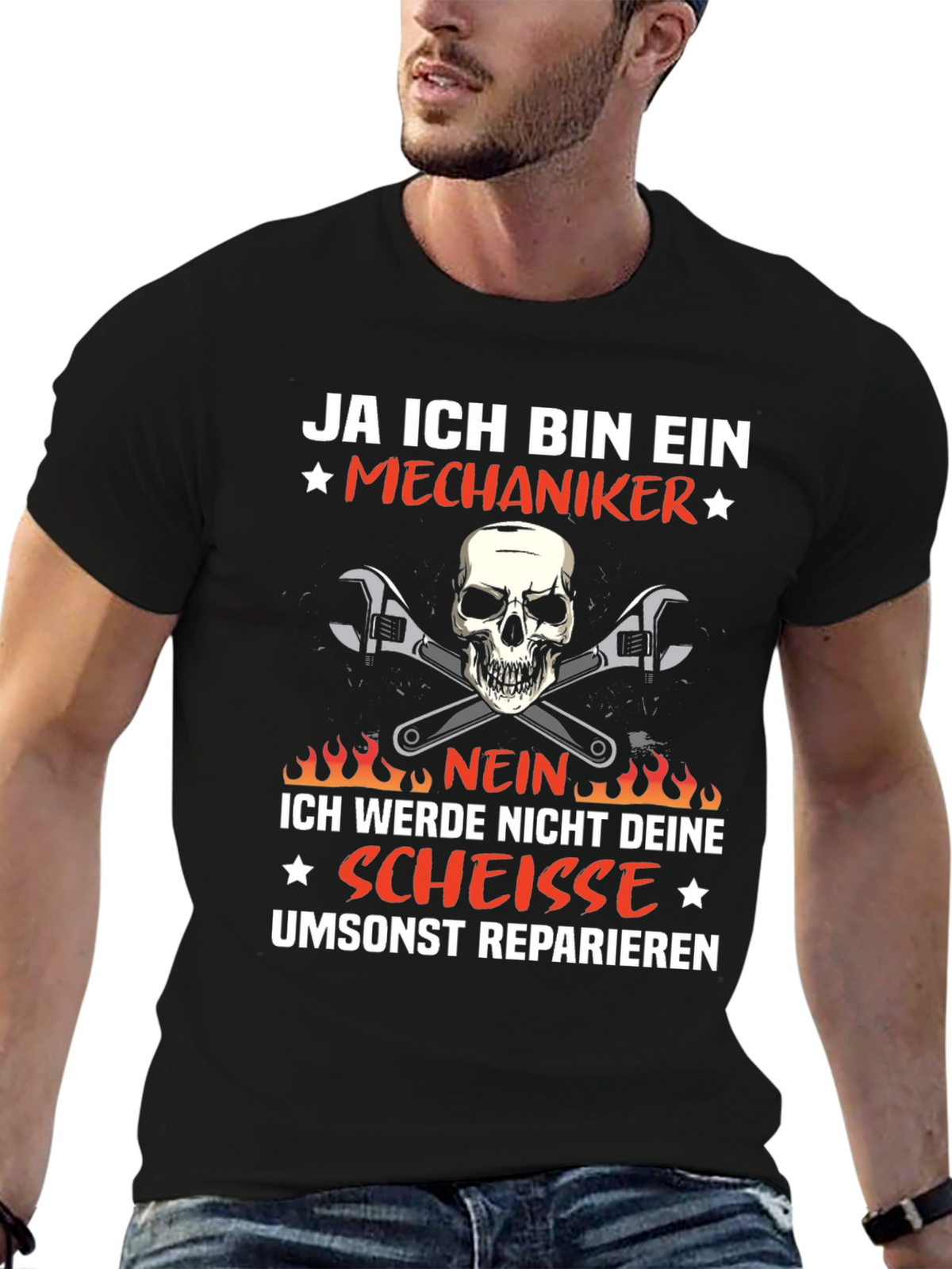 Mechanic Skull T-Shirt - Ja Ich Bin Ein Mechaniker