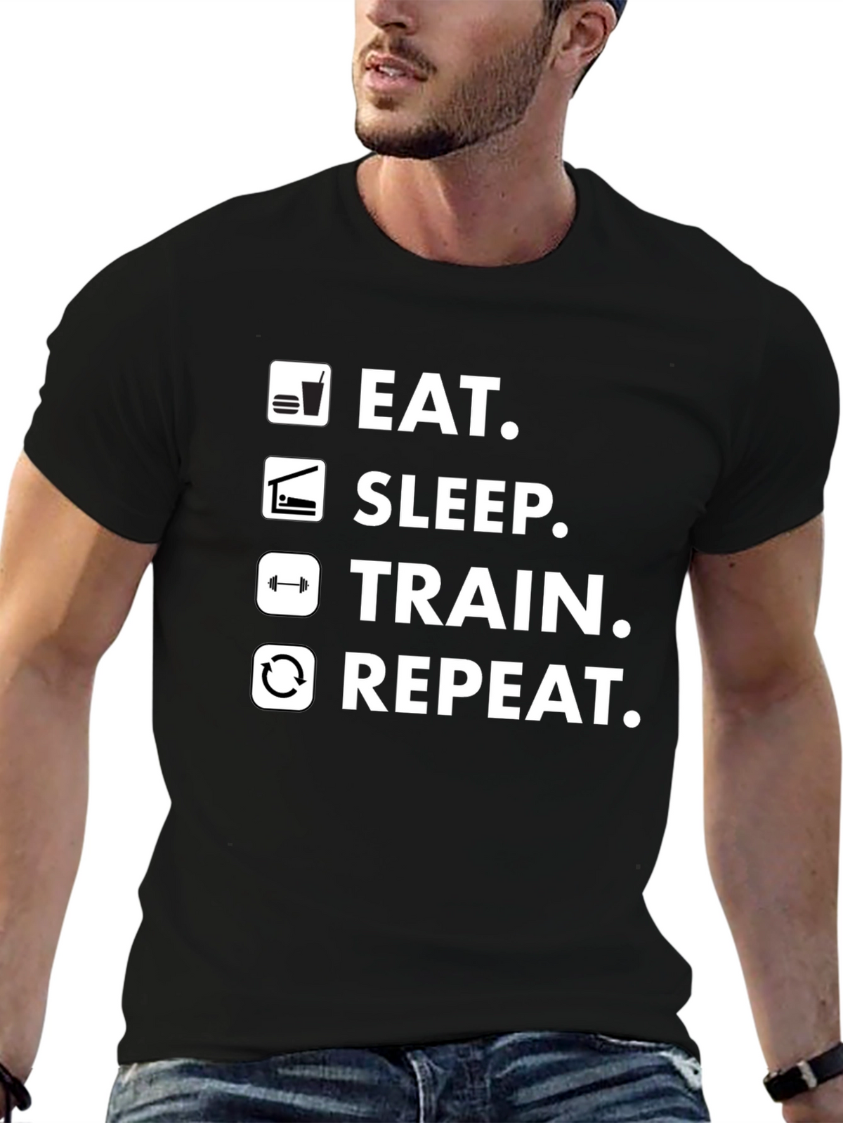 Eat Sleep Train Repeat Gym T-Shirt