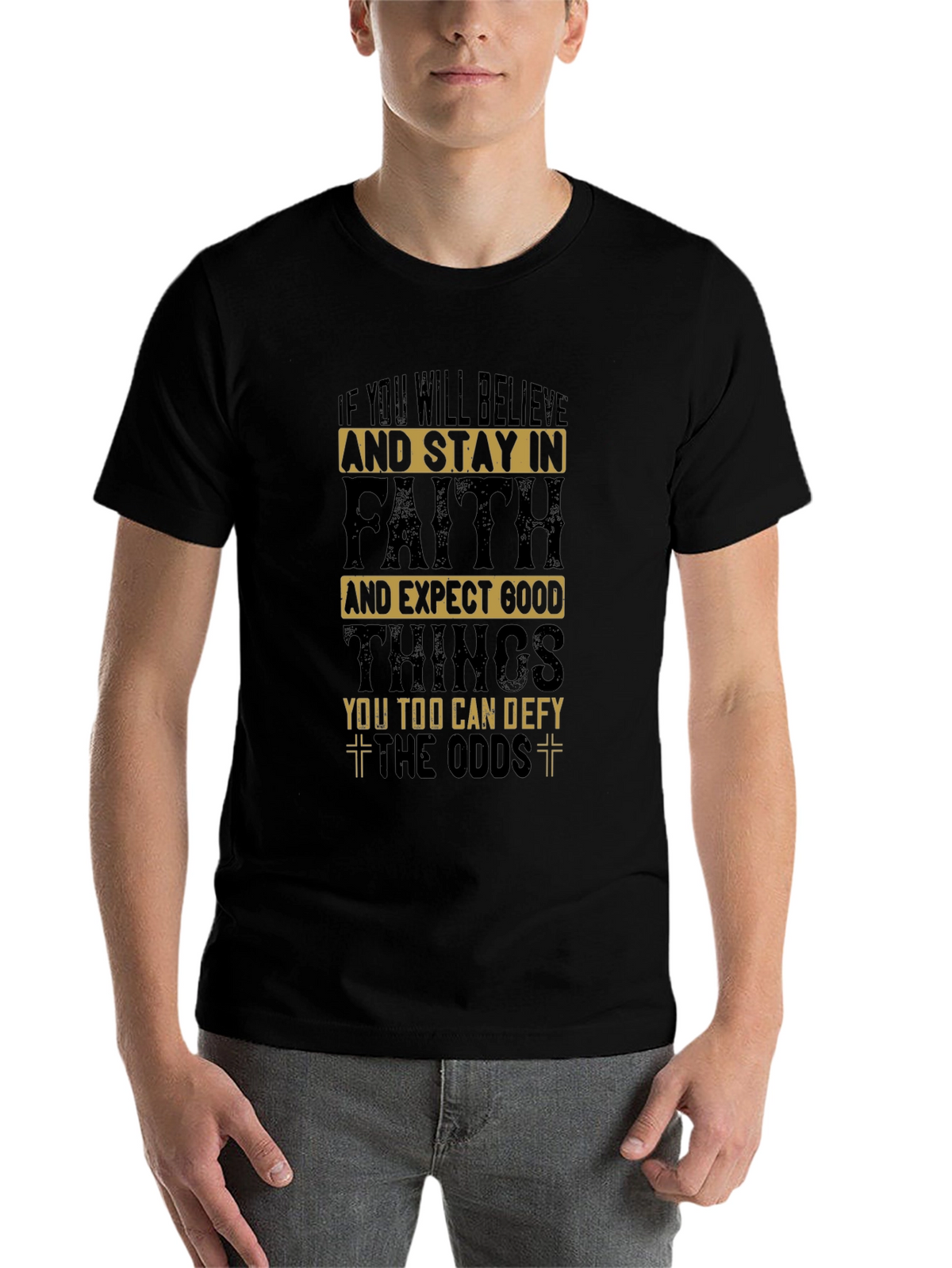 Faith Over Odds Black Graphic Tee