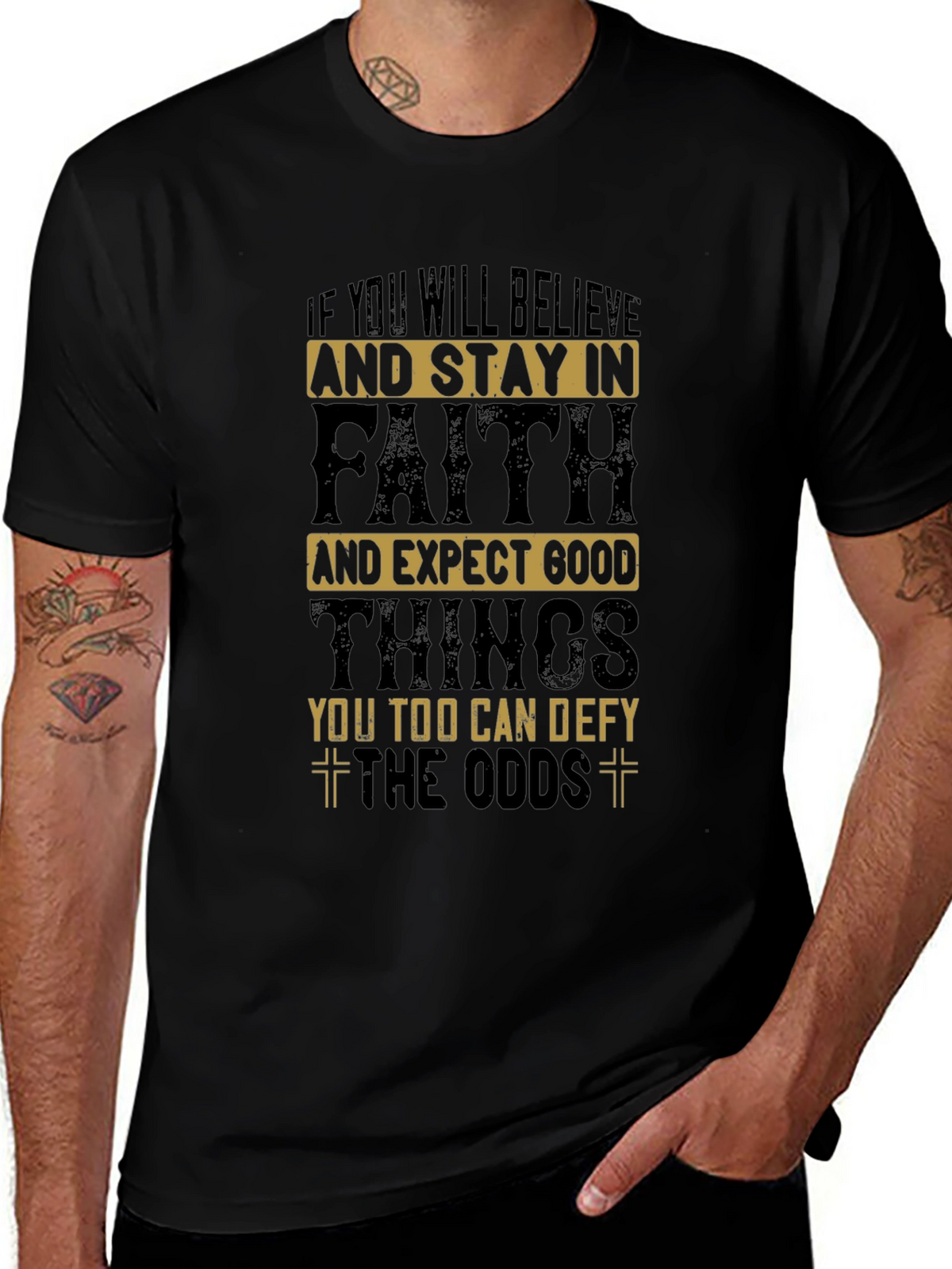 Faith Over Odds Black Graphic Tee