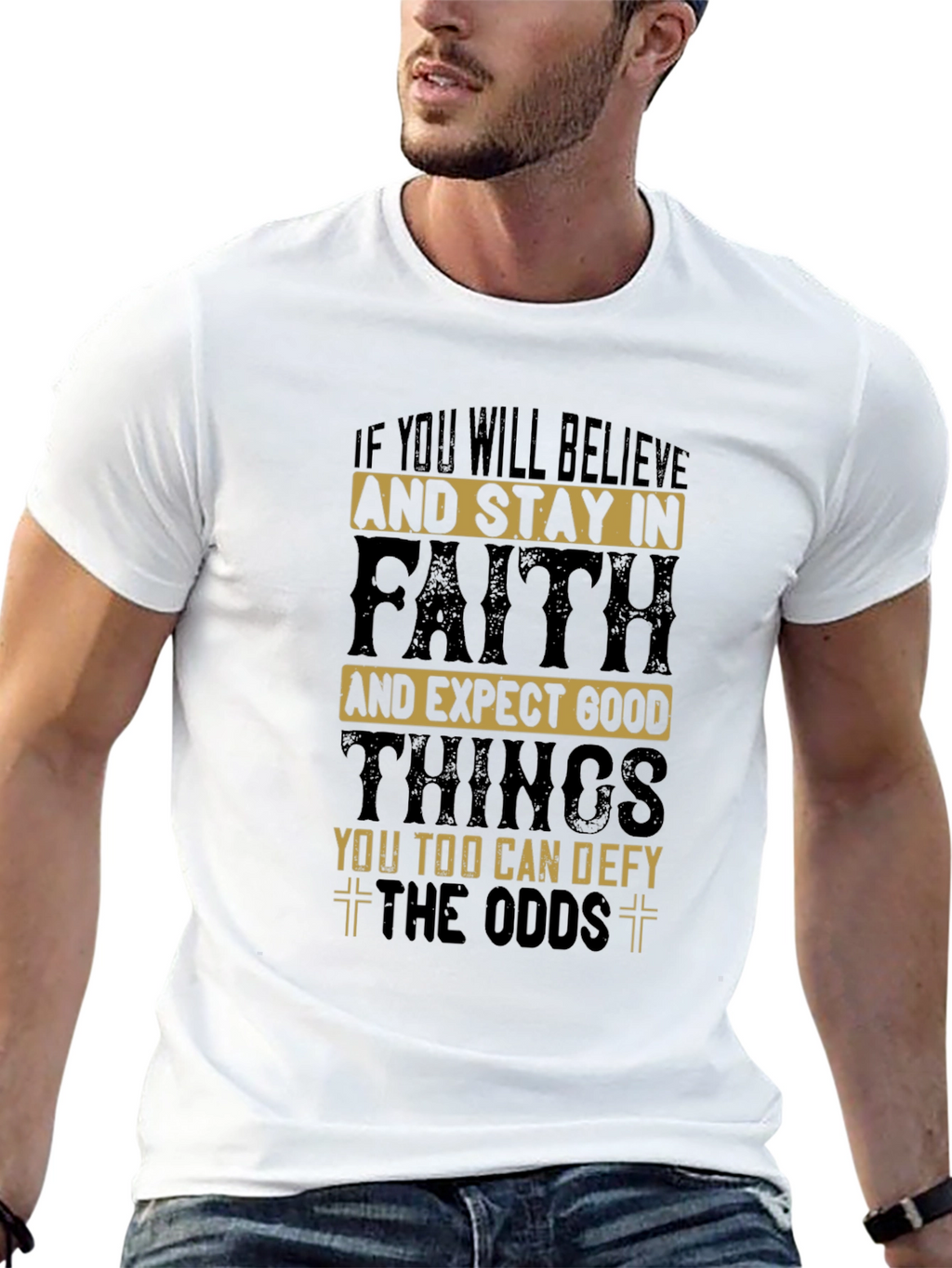 Faith Over Odds Black Graphic Tee