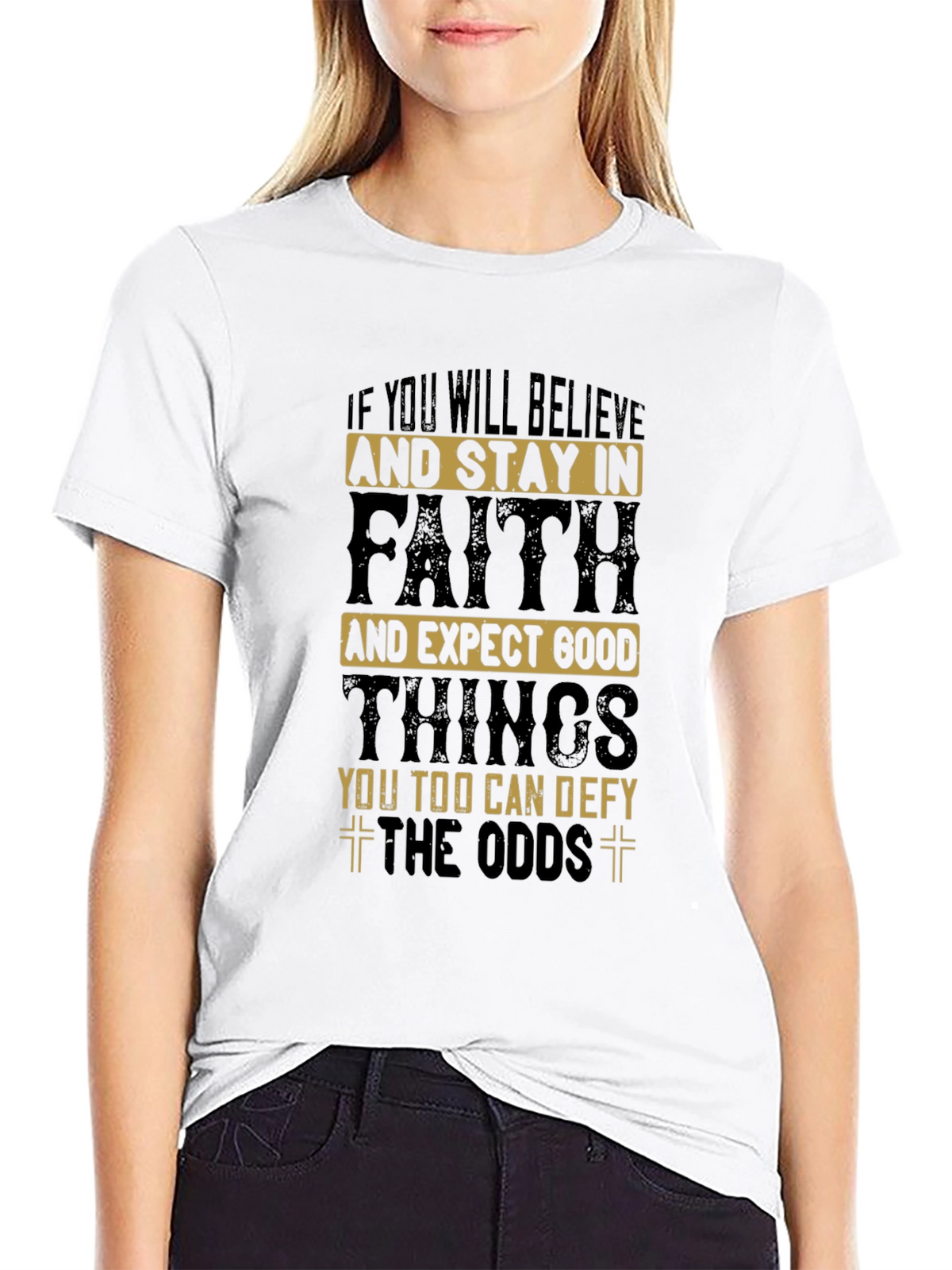 Faith Over Odds Black Graphic Tee