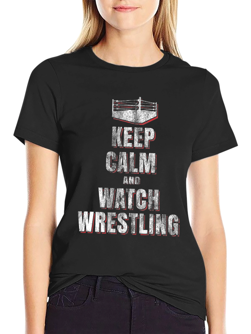 Keep Calm & Watch Wrestling Black T-Shirt