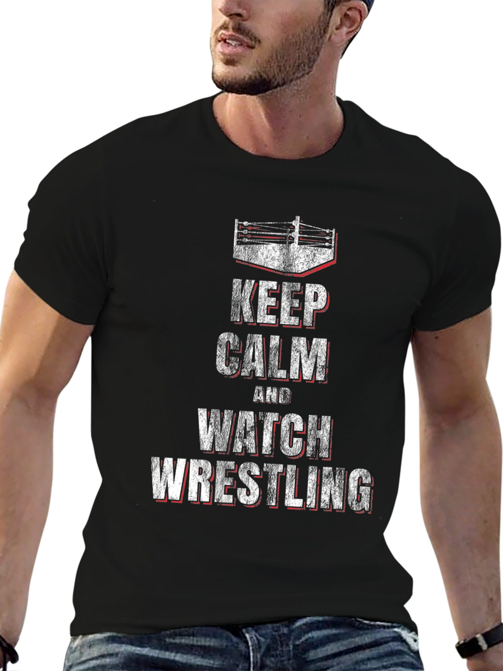 Keep Calm & Watch Wrestling Black T-Shirt