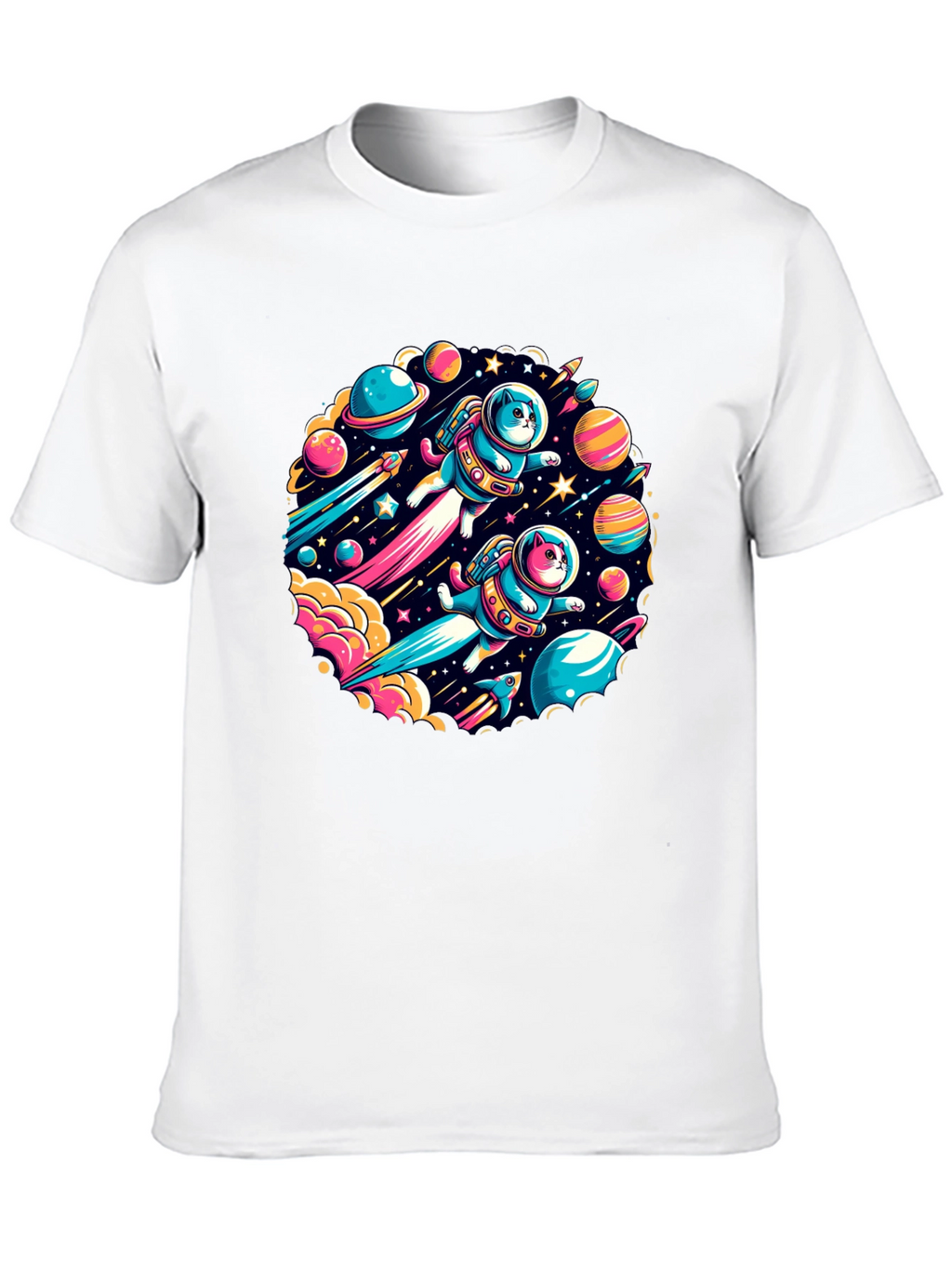 Space Cats Graphic T-Shirt - Quirky Outer Space Design