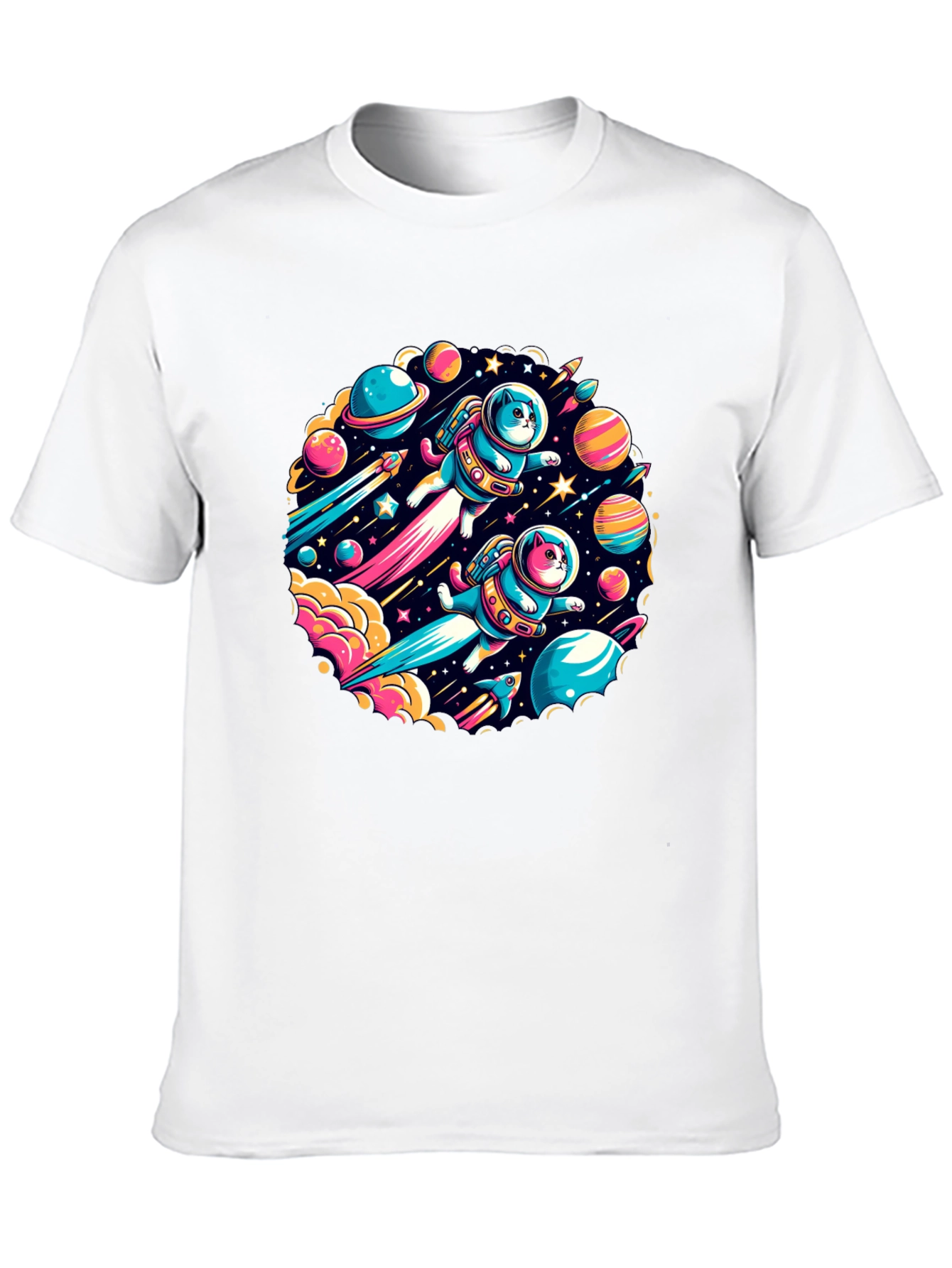Space Cats Graphic T-Shirt - Quirky Outer Space Design