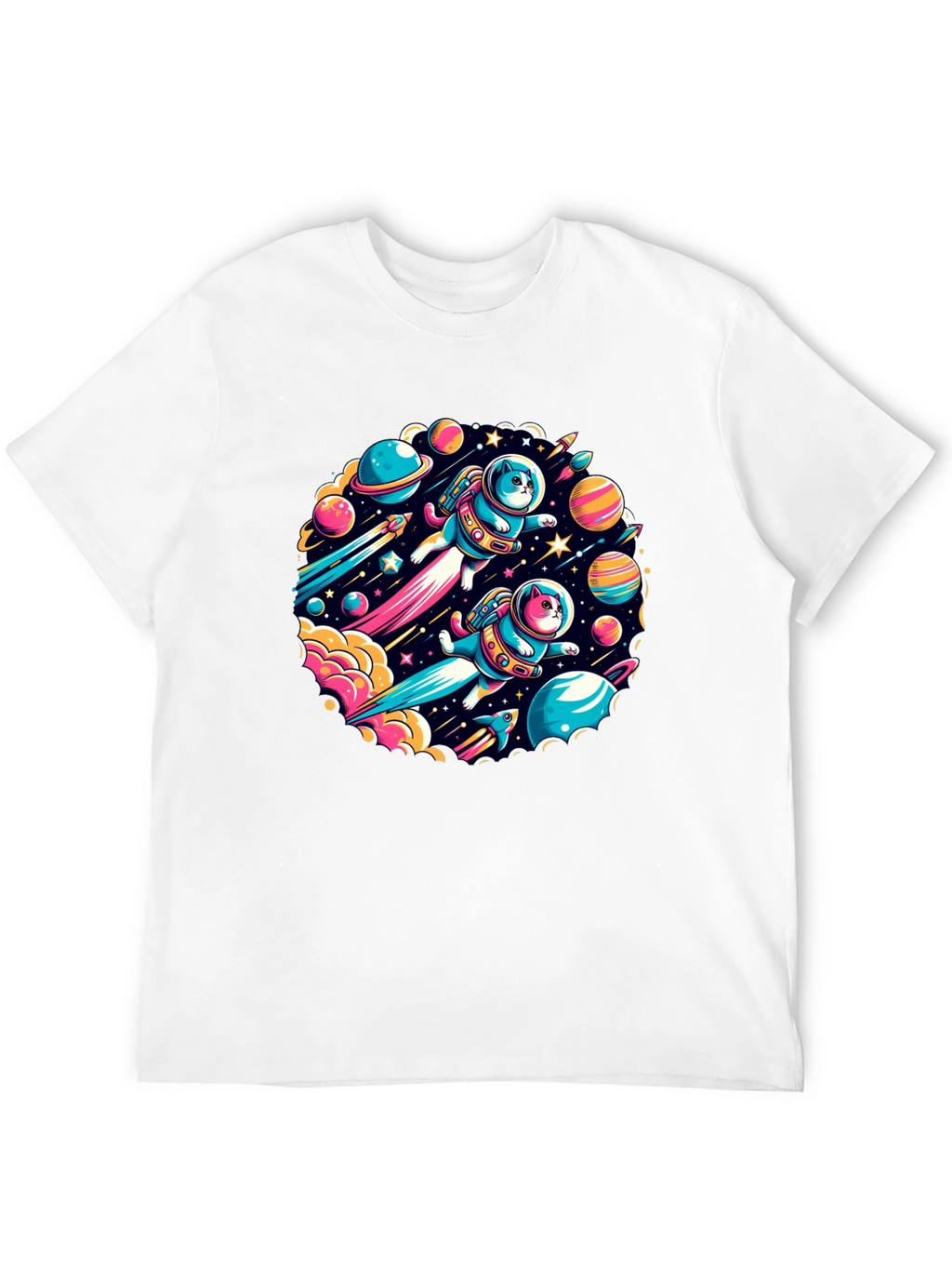 Space Cats Graphic T-Shirt - Quirky Outer Space Design