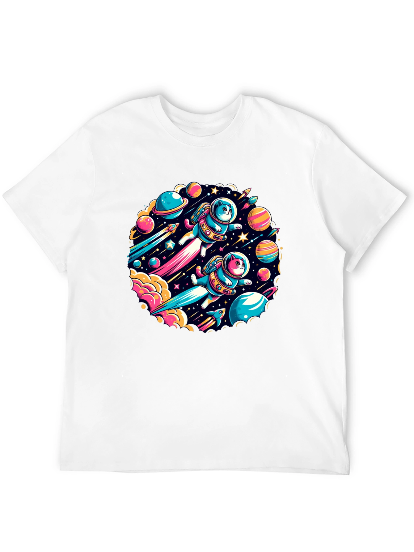 Space Cats Graphic T-Shirt - Quirky Outer Space Design