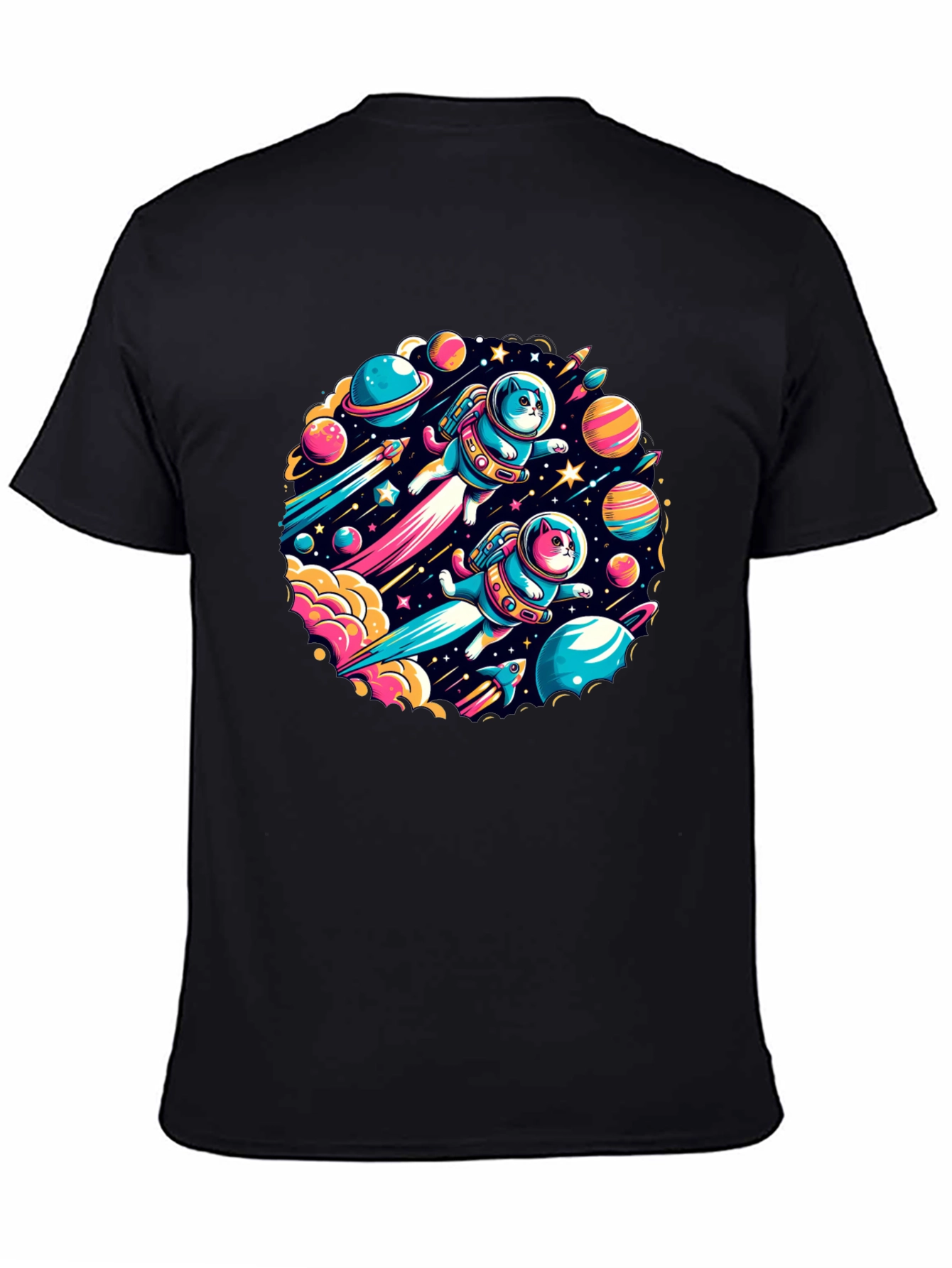 Space Cats Graphic T-Shirt - Quirky Outer Space Design