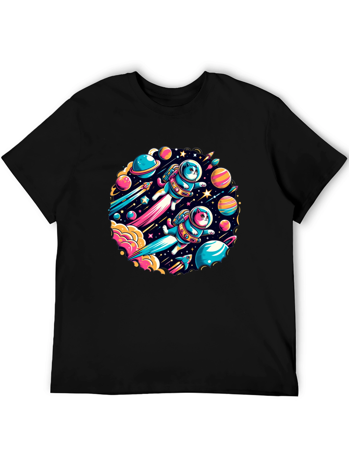 Space Cats Graphic T-Shirt - Quirky Outer Space Design