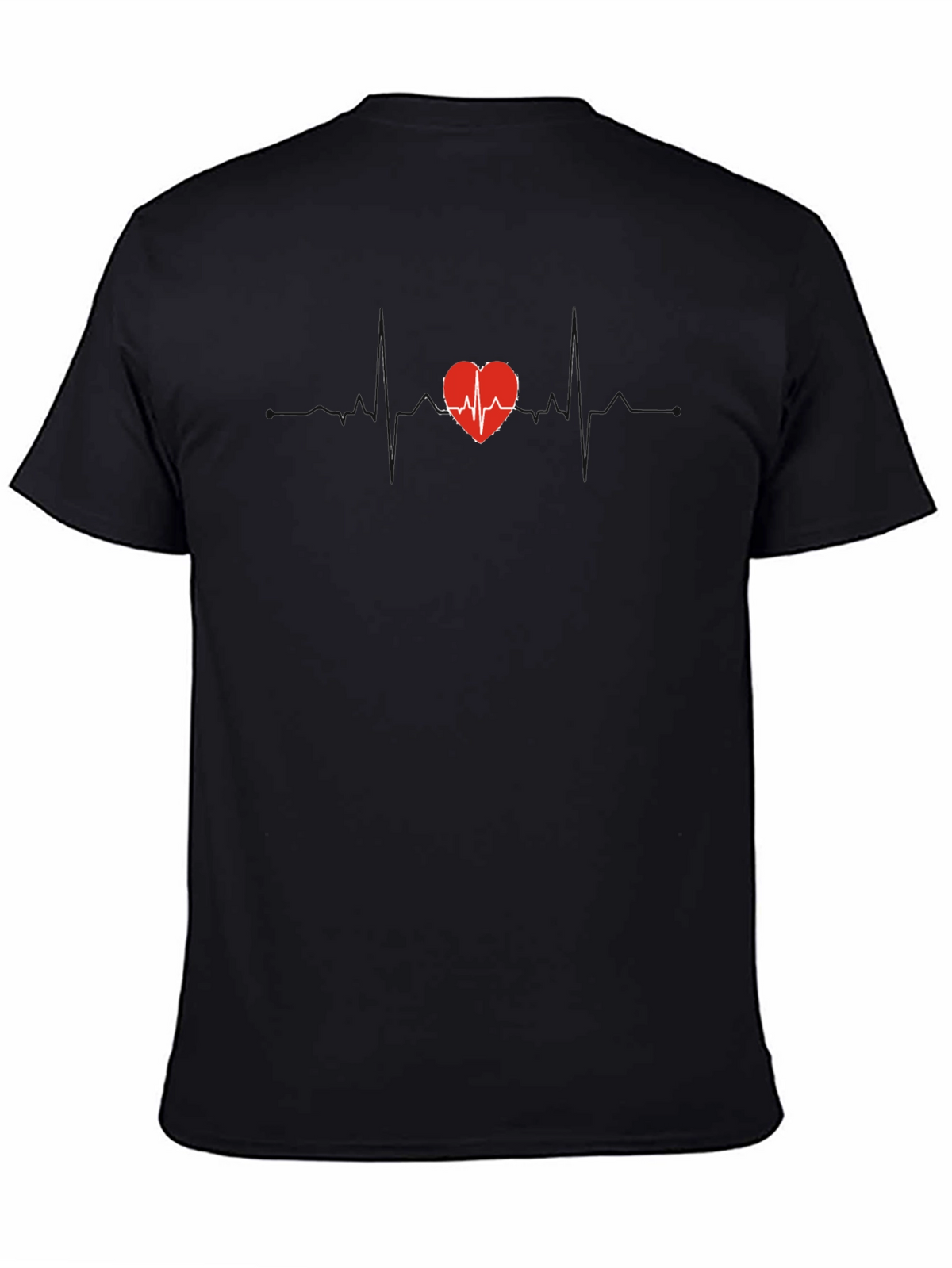 Heartbeat Heart T-Shirt - Black Cotton Tee