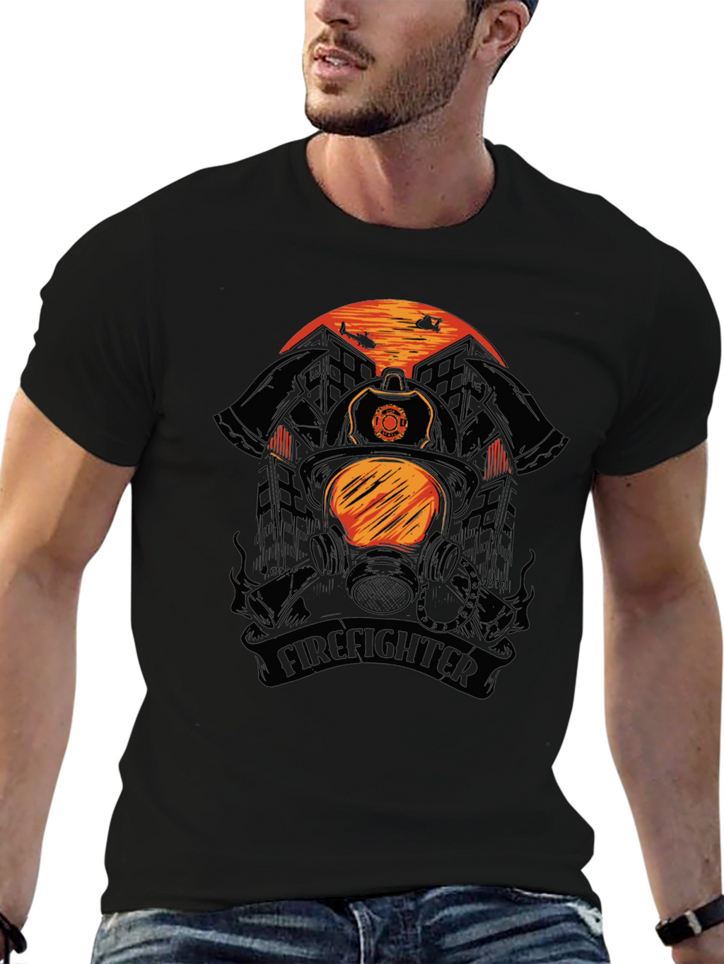 Firefighter Helmet Graphic Tee