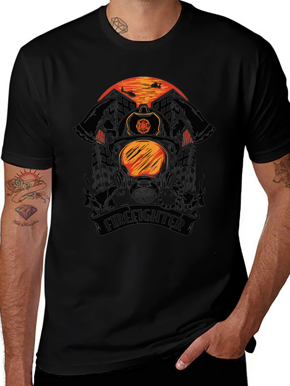 Firefighter Helmet Graphic Tee