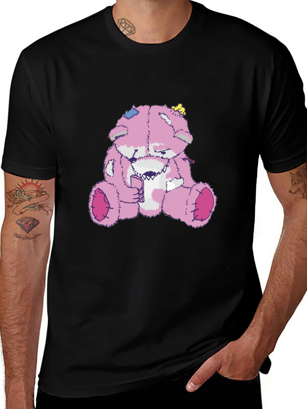 Creepy Pink Teddy Bear Graphic Tee