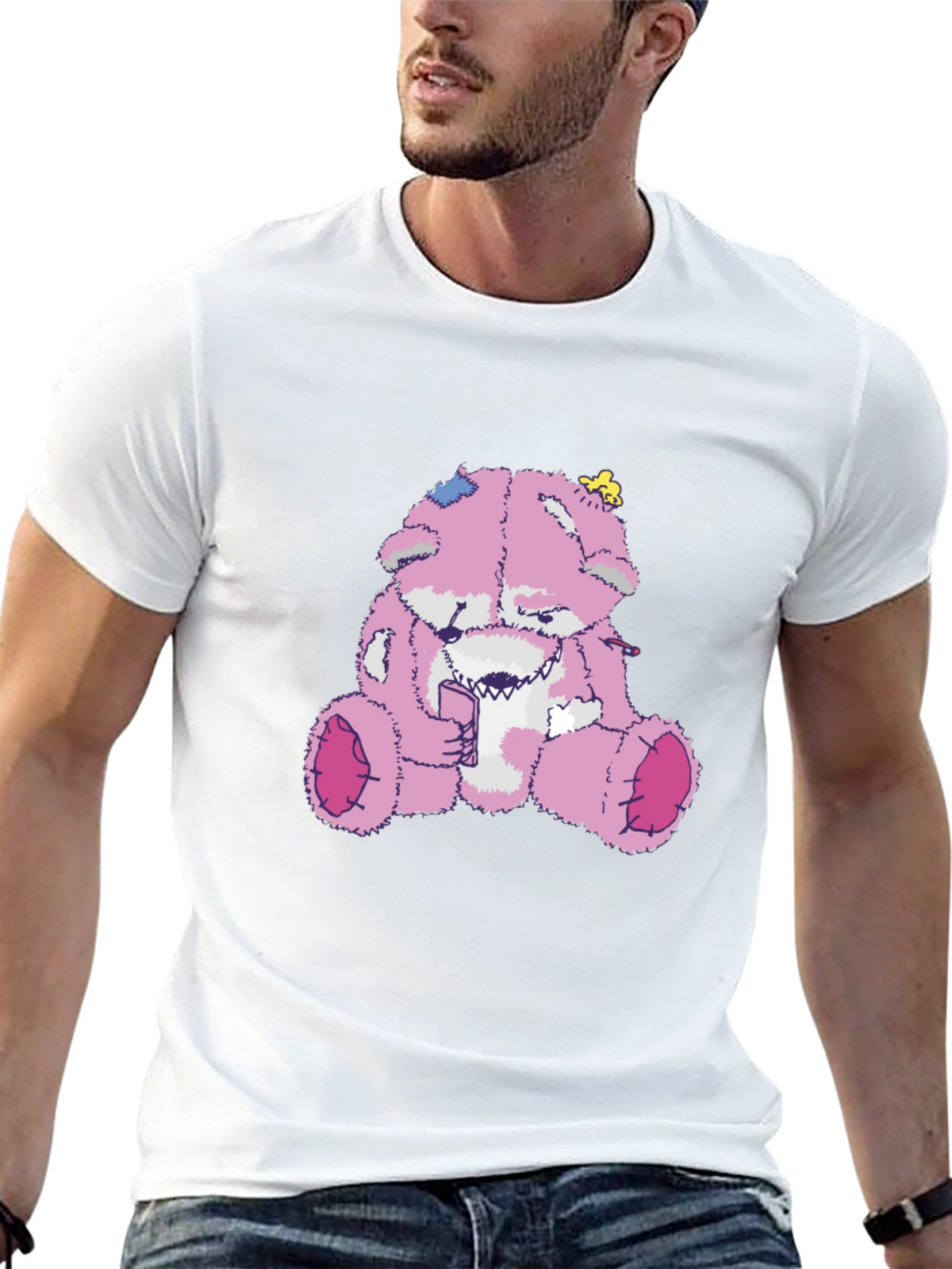 Creepy Pink Teddy Bear Graphic Tee