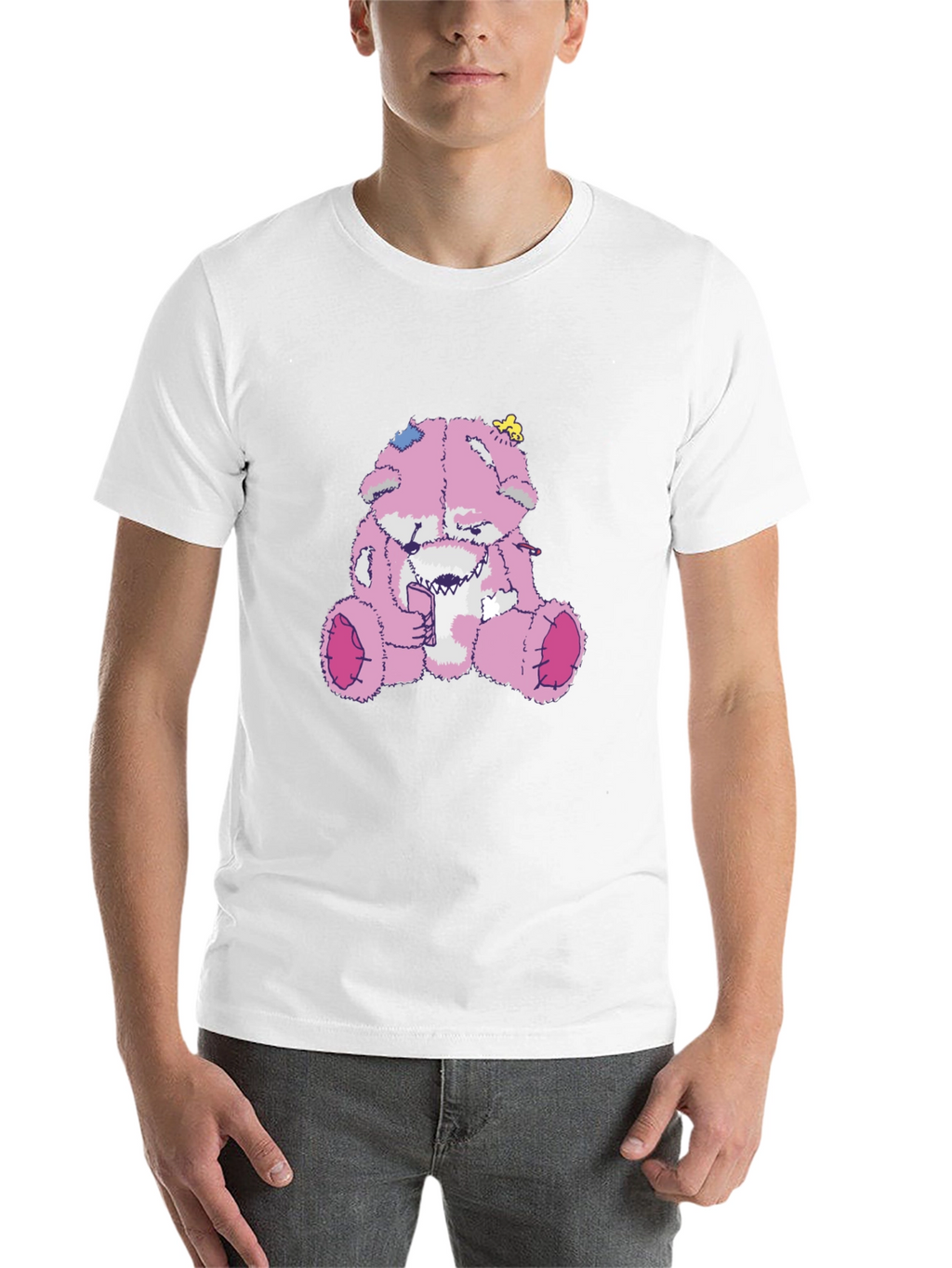 Creepy Pink Teddy Bear Graphic Tee