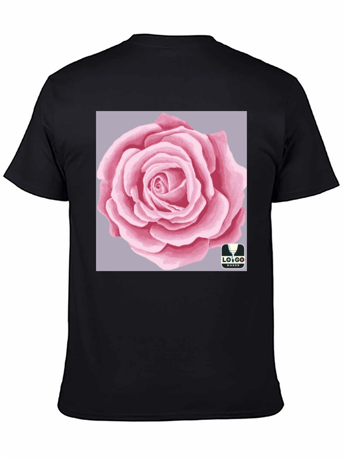 Mens Black T-Shirt with Rose Graphic