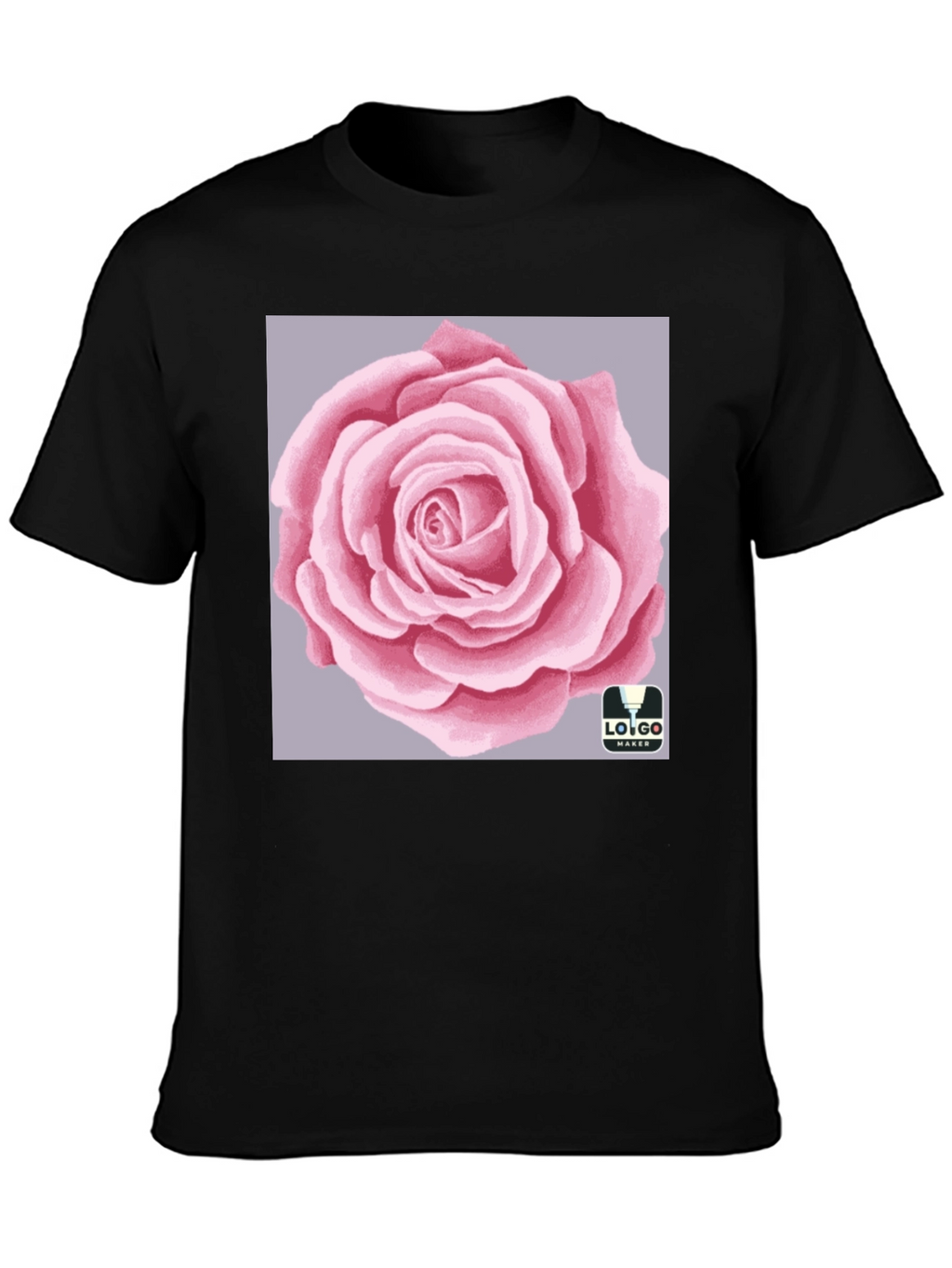 Mens Black T-Shirt with Rose Graphic
