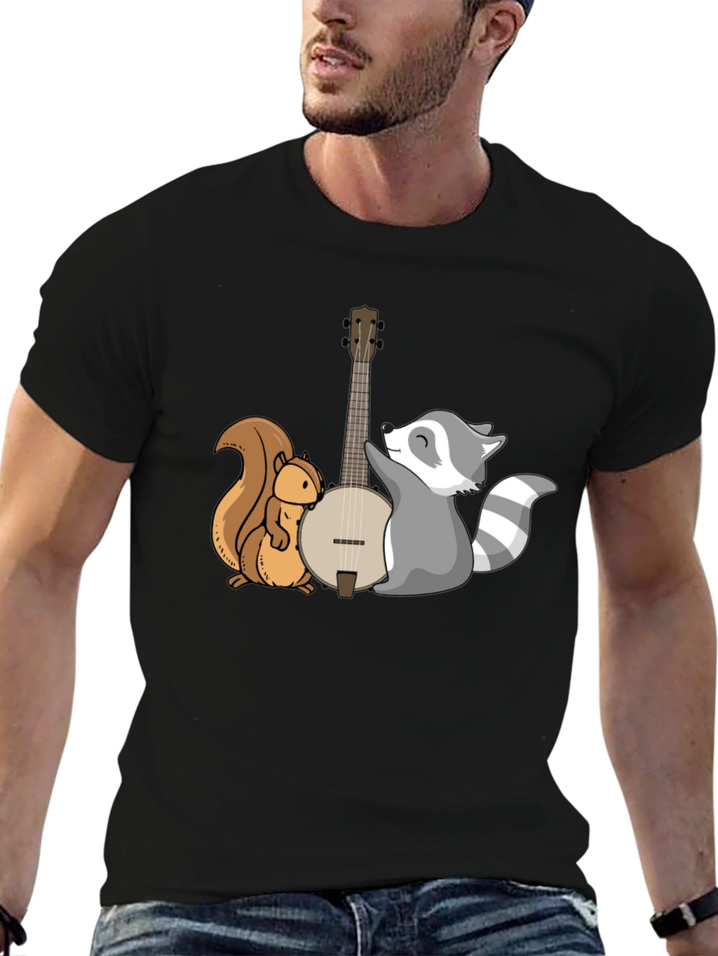 Squirrel and Raccoon Banjo Graphic Tee