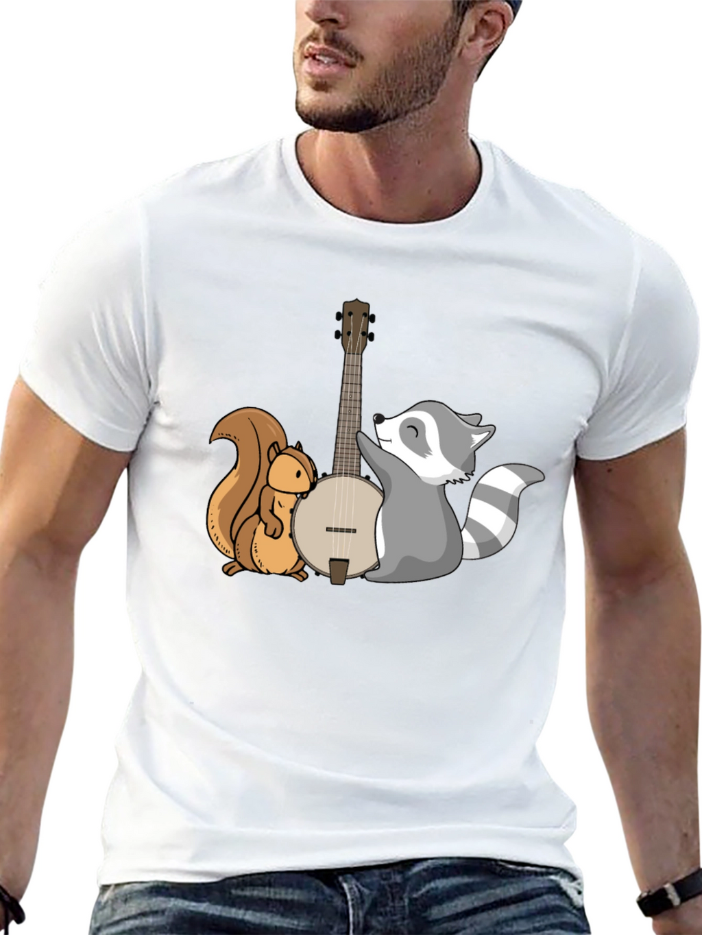 Squirrel and Raccoon Banjo Graphic Tee