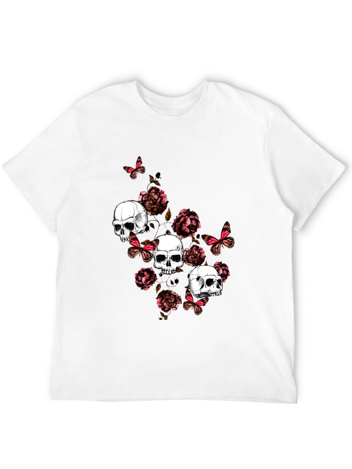 Skull & Roses Graphic Print T-Shirt