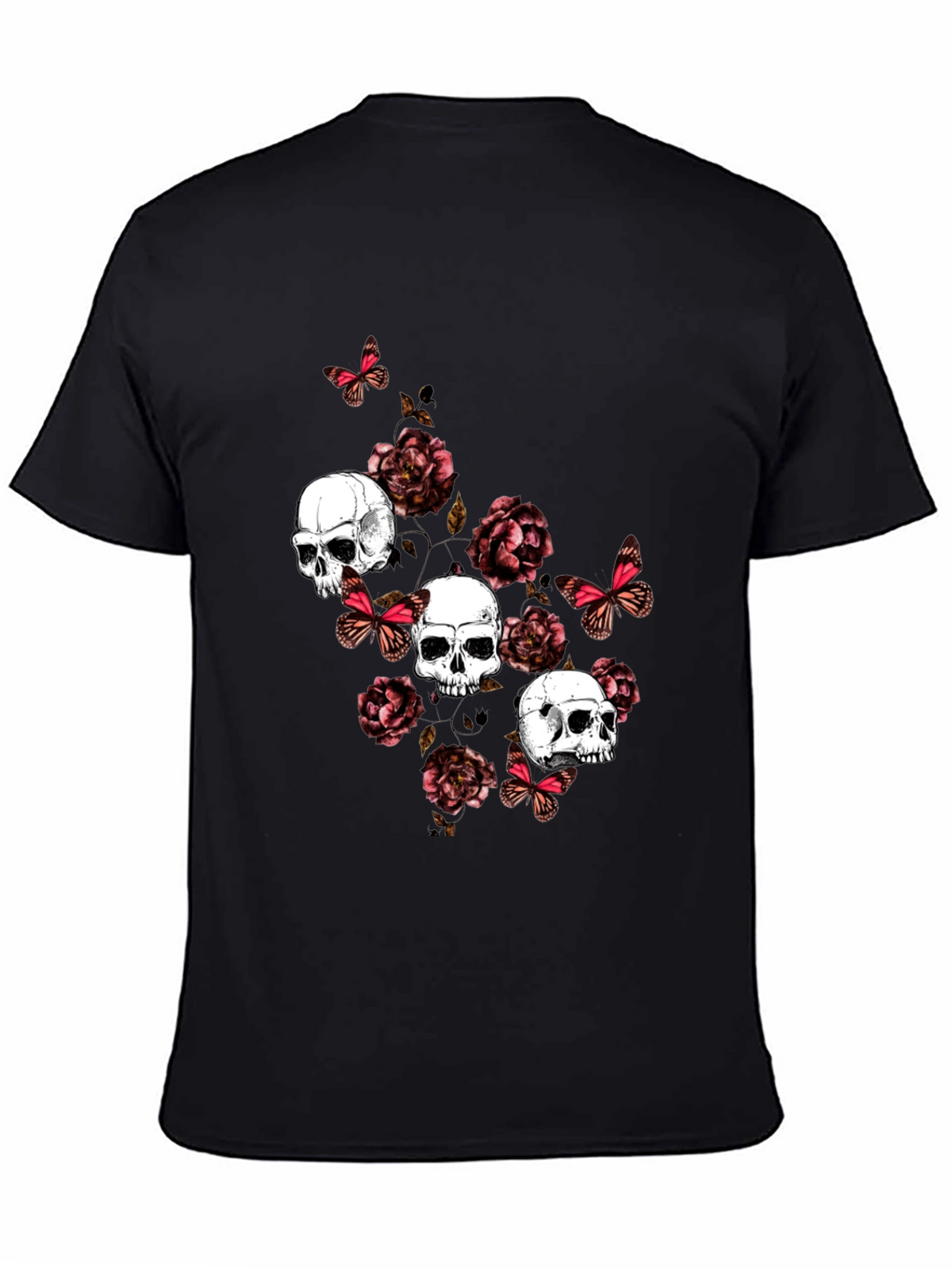 Skull & Roses Graphic Print T-Shirt