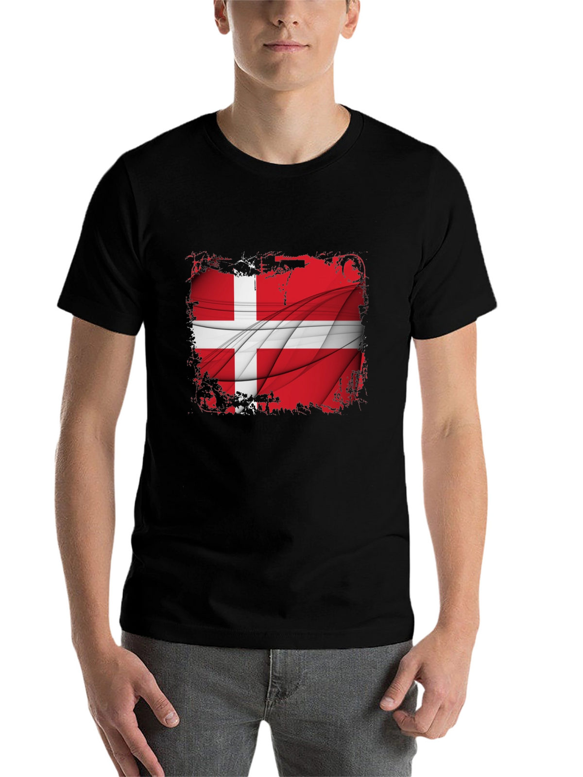 Denmark Flag Graphic Tee - Mens Black T-Shirt