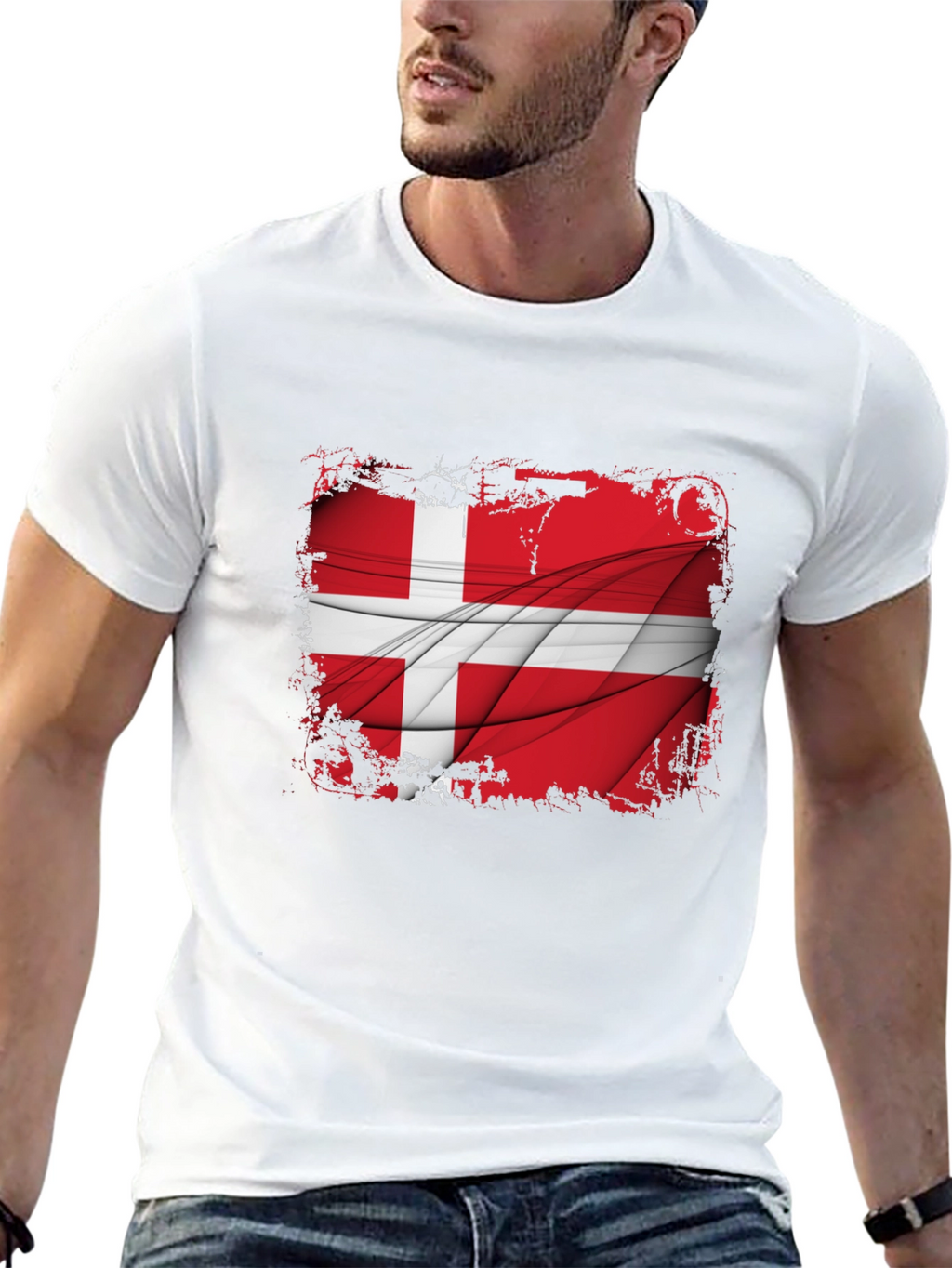 Denmark Flag Graphic Tee - Mens Black T-Shirt
