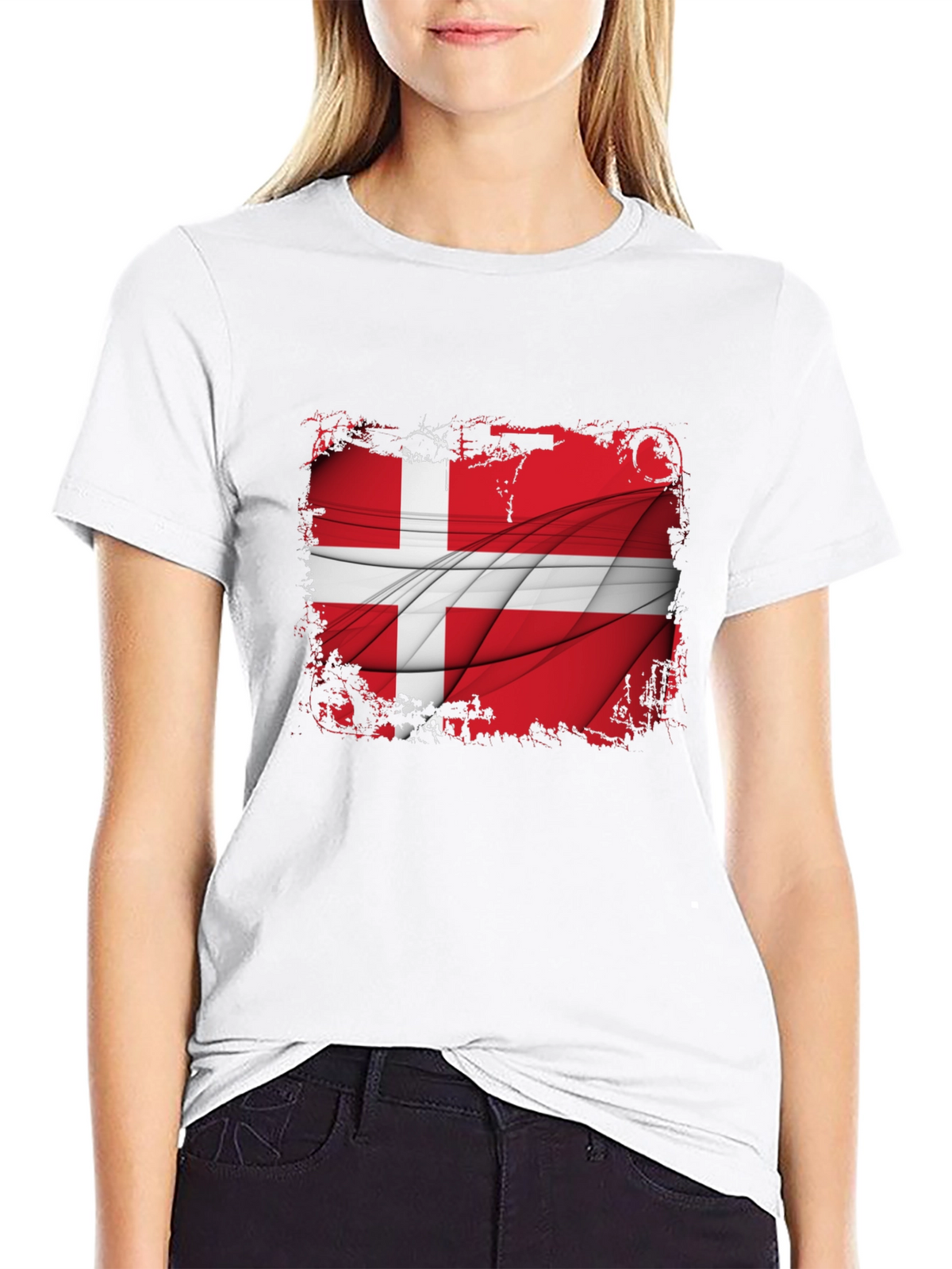 Denmark Flag Graphic Tee - Mens Black T-Shirt