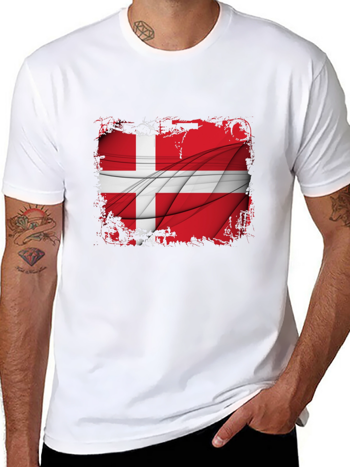 Denmark Flag Graphic Tee - Mens Black T-Shirt