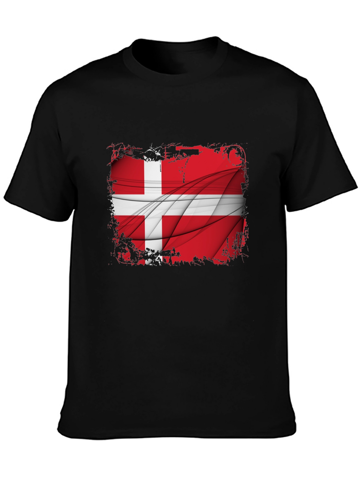 Denmark Flag Graphic Tee - Mens Black T-Shirt