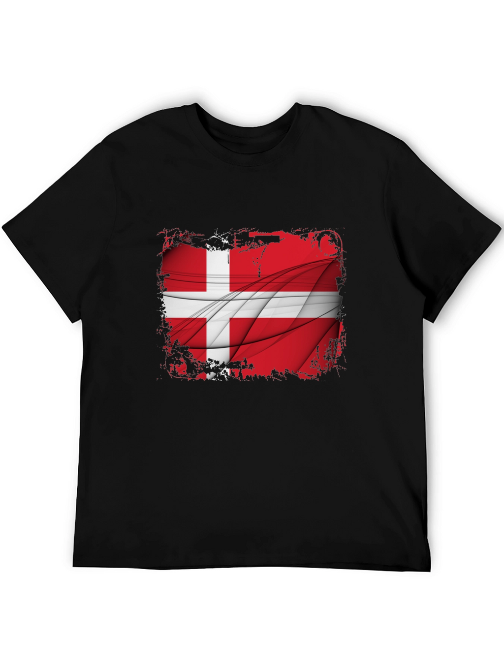 Denmark Flag Graphic Tee - Mens Black T-Shirt