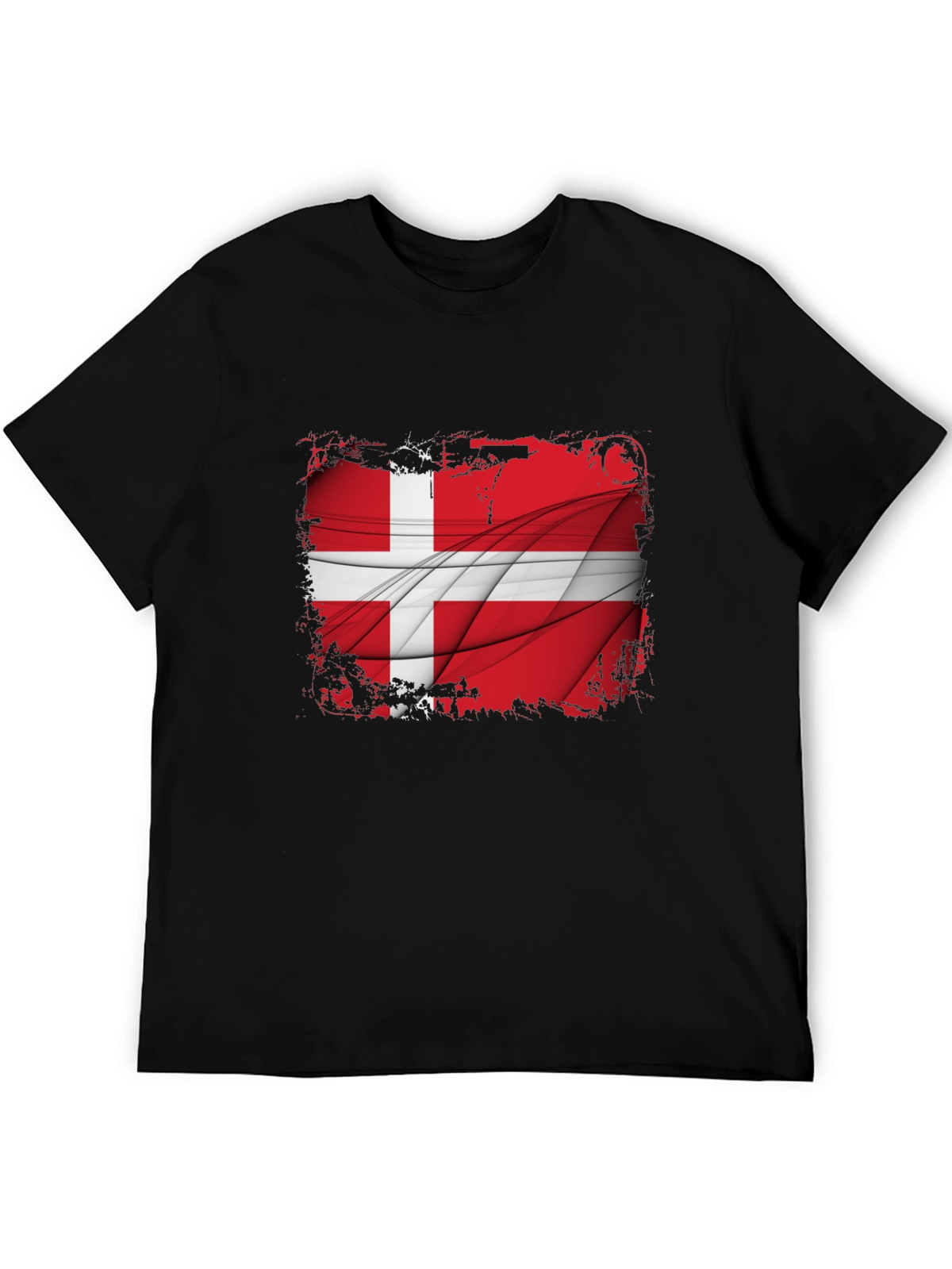 Denmark Flag Graphic Tee - Mens Black T-Shirt