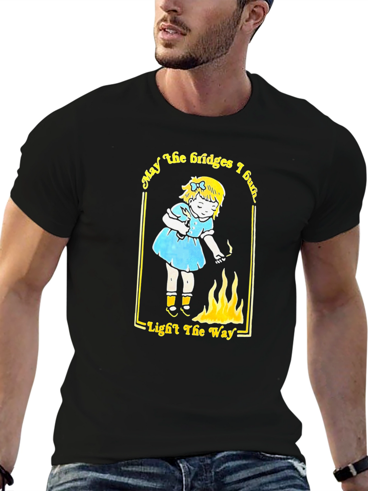 May the Bridges I Burn Black Graphic Tee