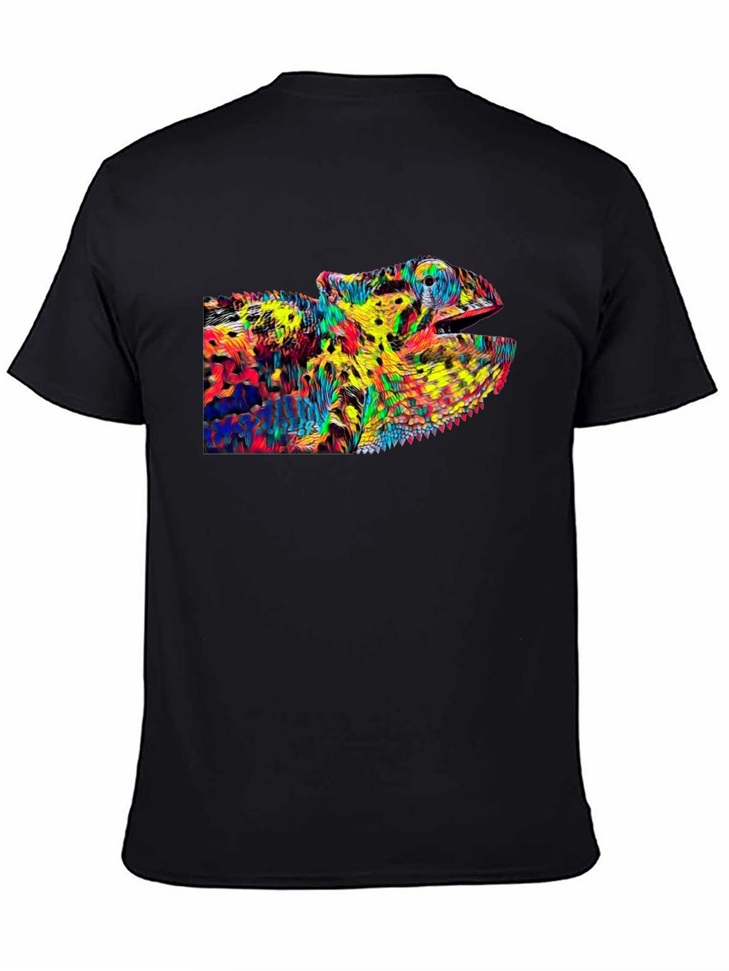 Psychedelic Chameleon Graphic T-Shirt - Black