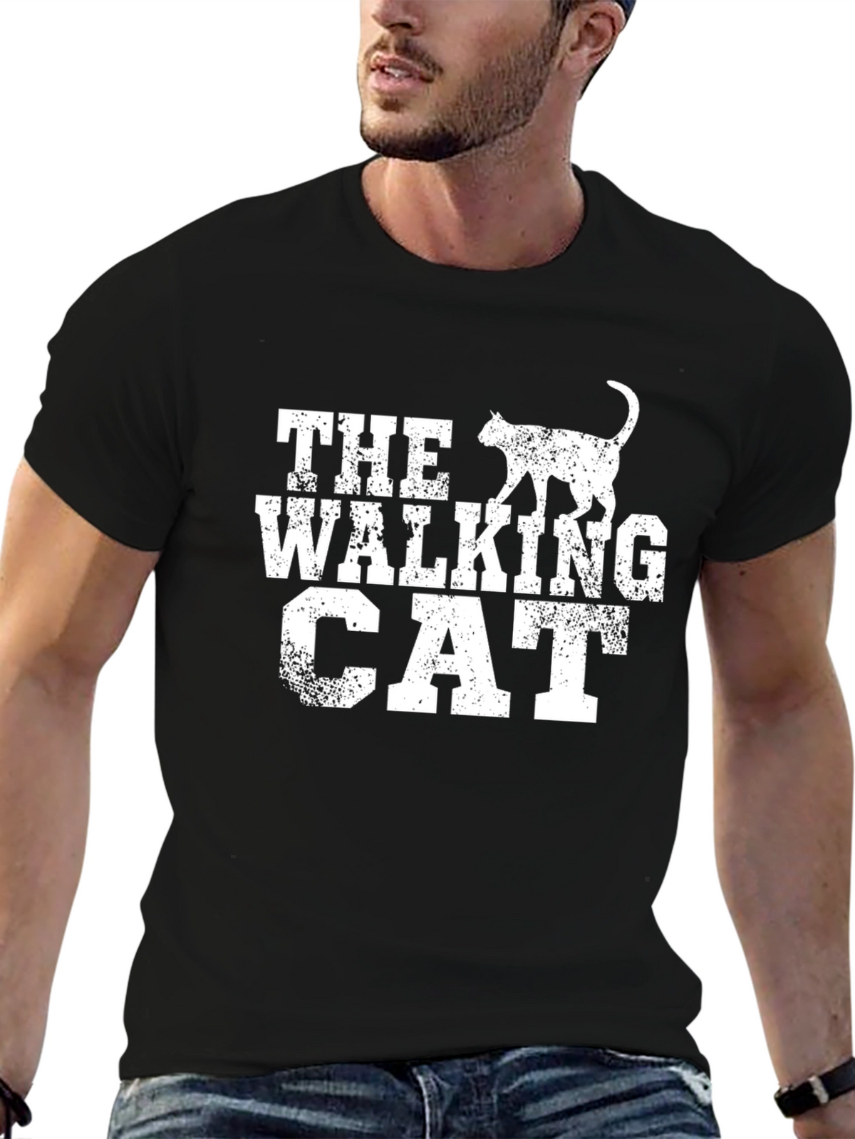 The Walking Cat Black T-Shirt