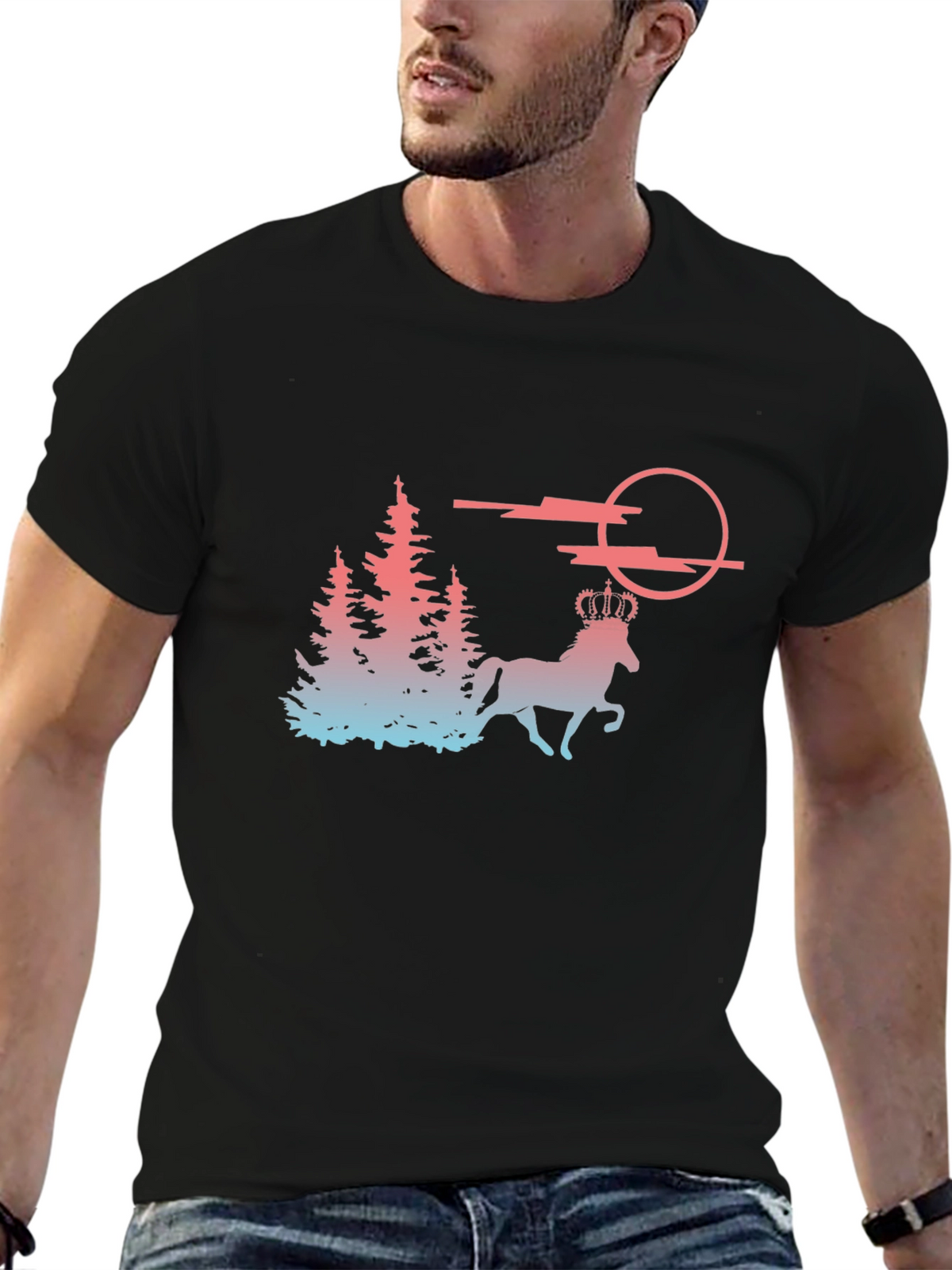 Majestic Horse T-Shirt - Fantasy Forest Design