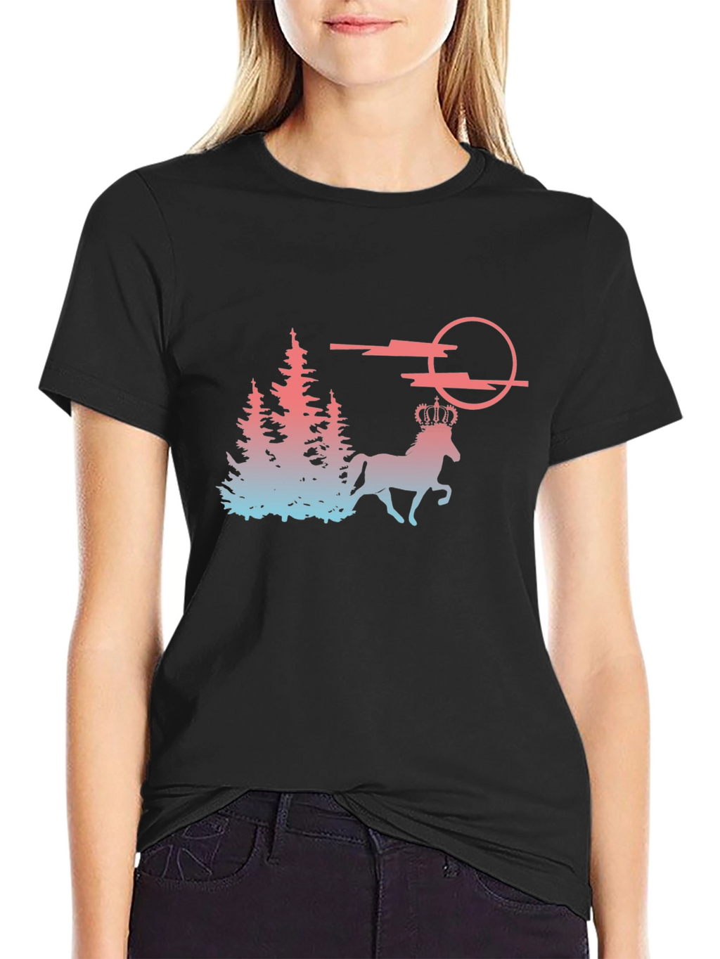 Majestic Horse T-Shirt - Fantasy Forest Design