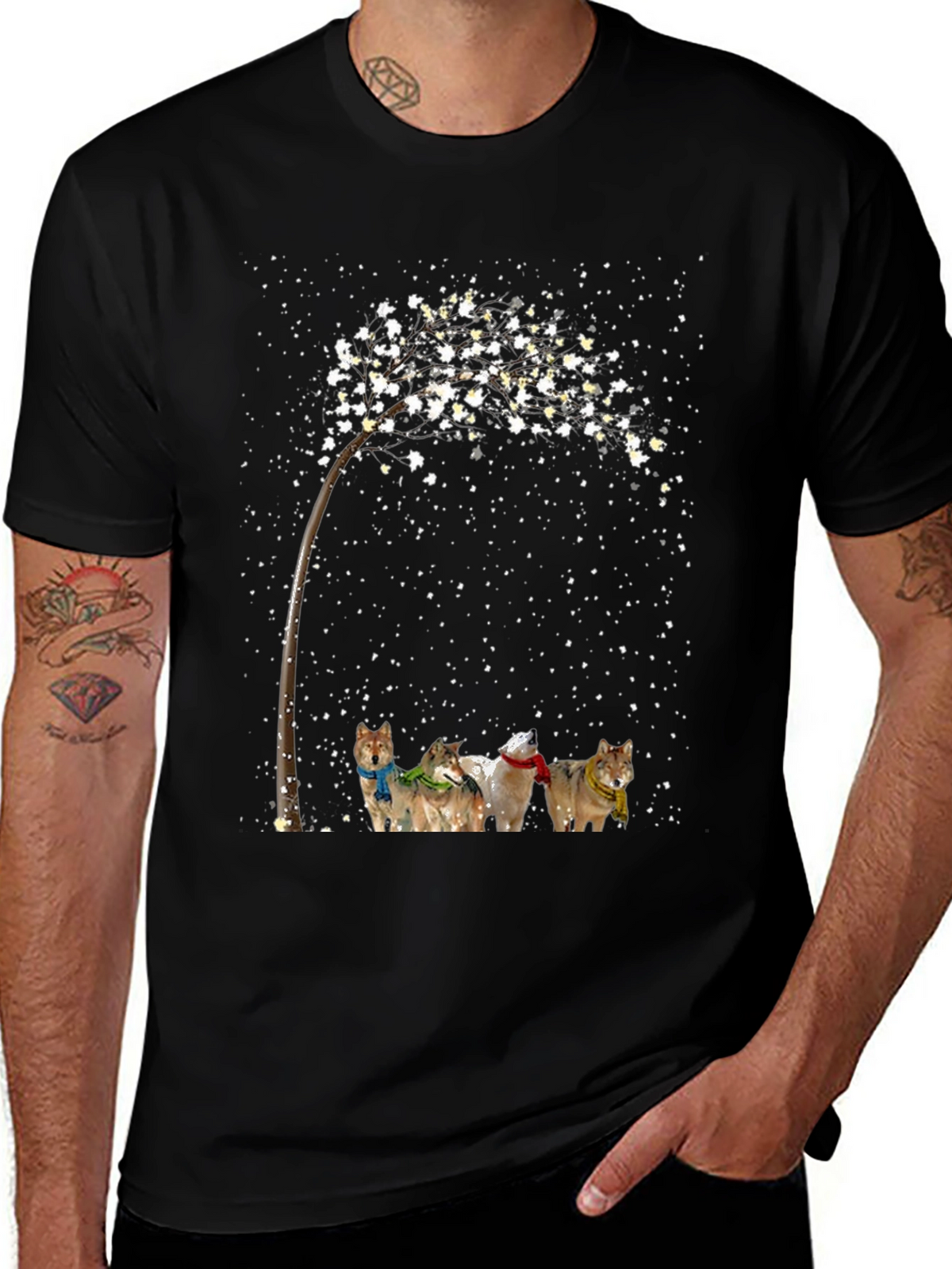 Wolves Under Streetlight Graphic Tee