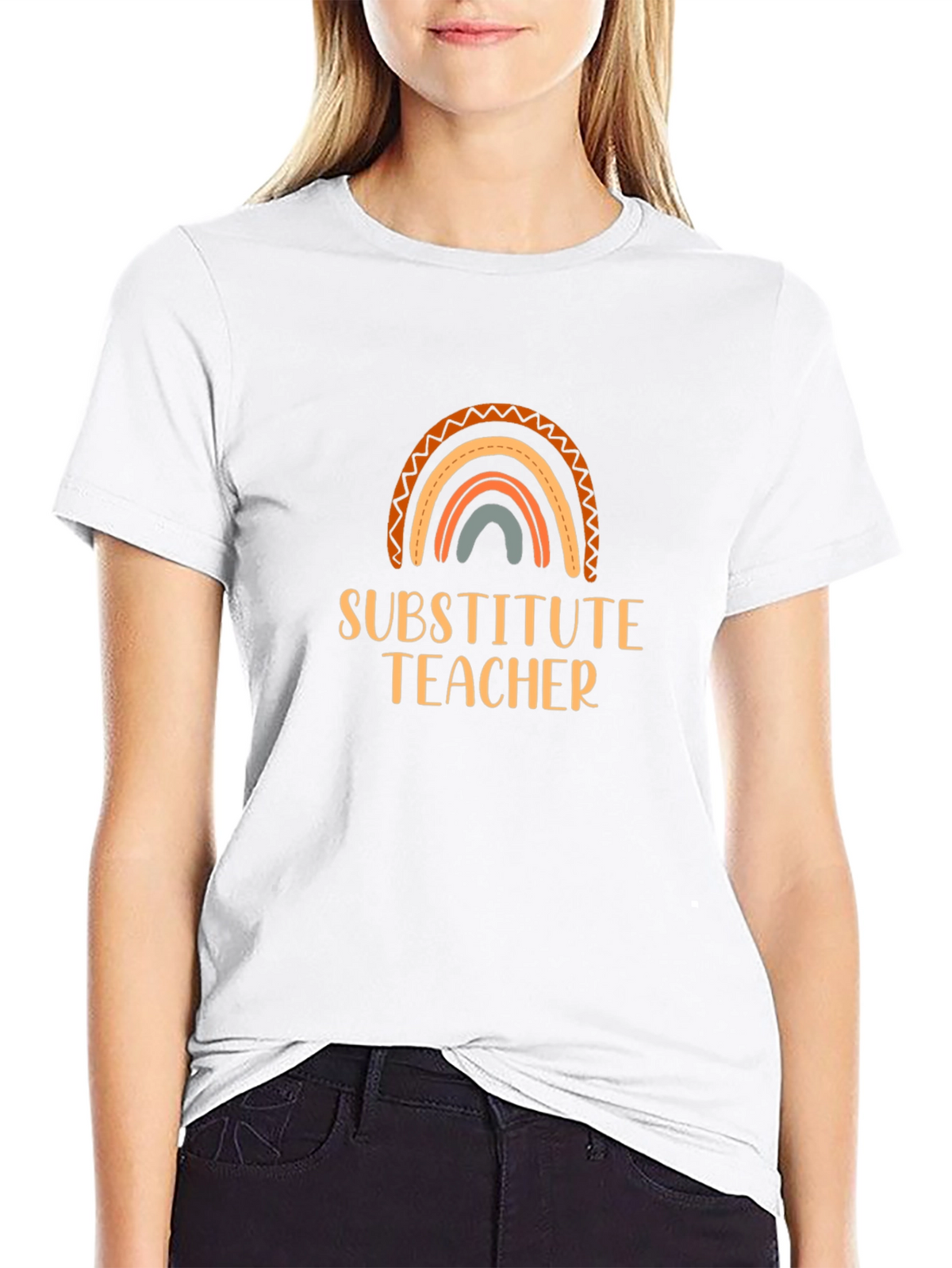 Substitute Teacher Rainbow Graphic Tee
